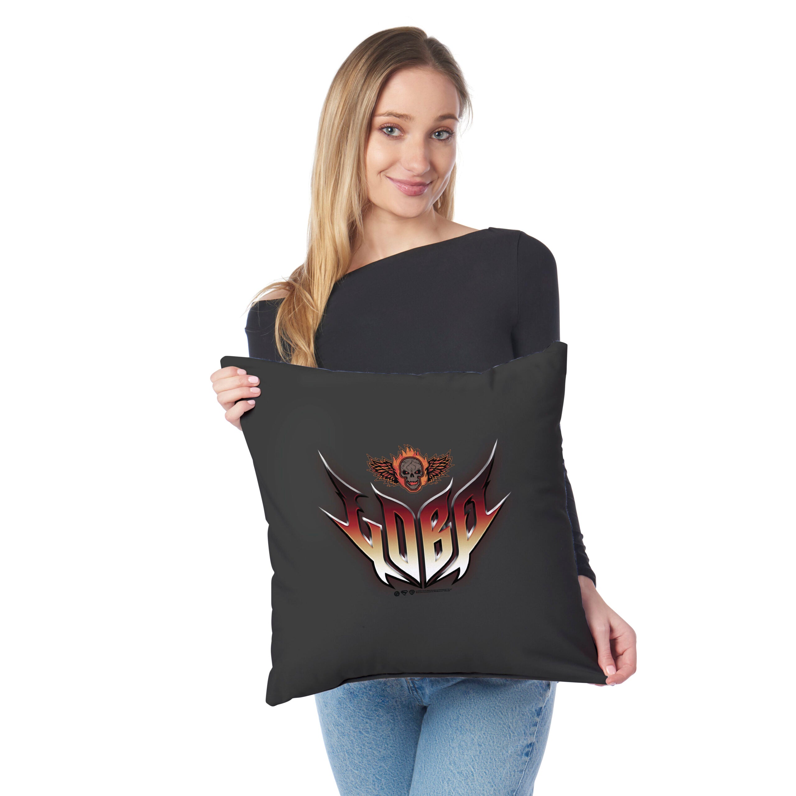 Warner Brothers Supergirl Lobo Logo Throw Pillow 18x18 inches