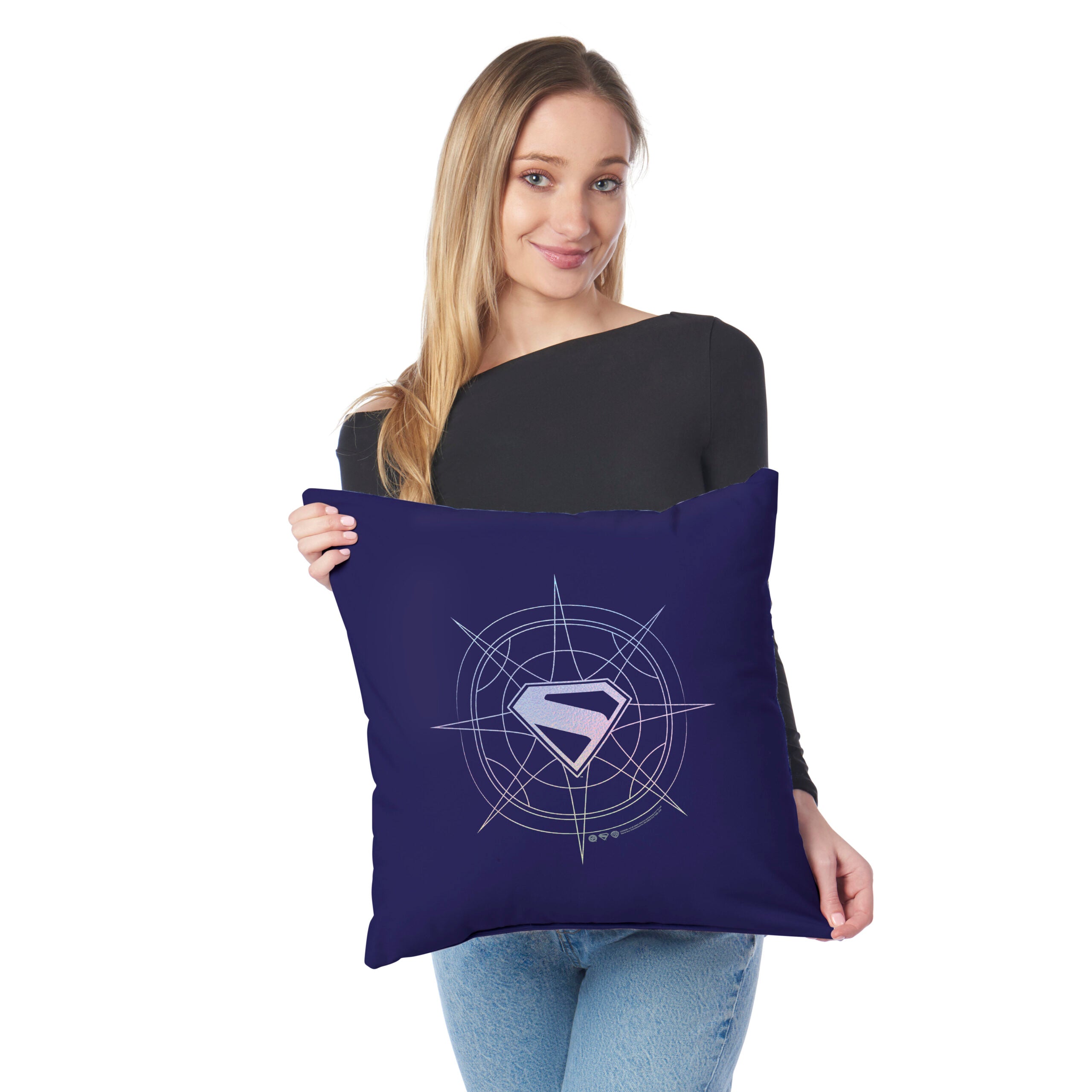 Warner Brothers Supergirl S Logo Throw Pillow 18x18 inches