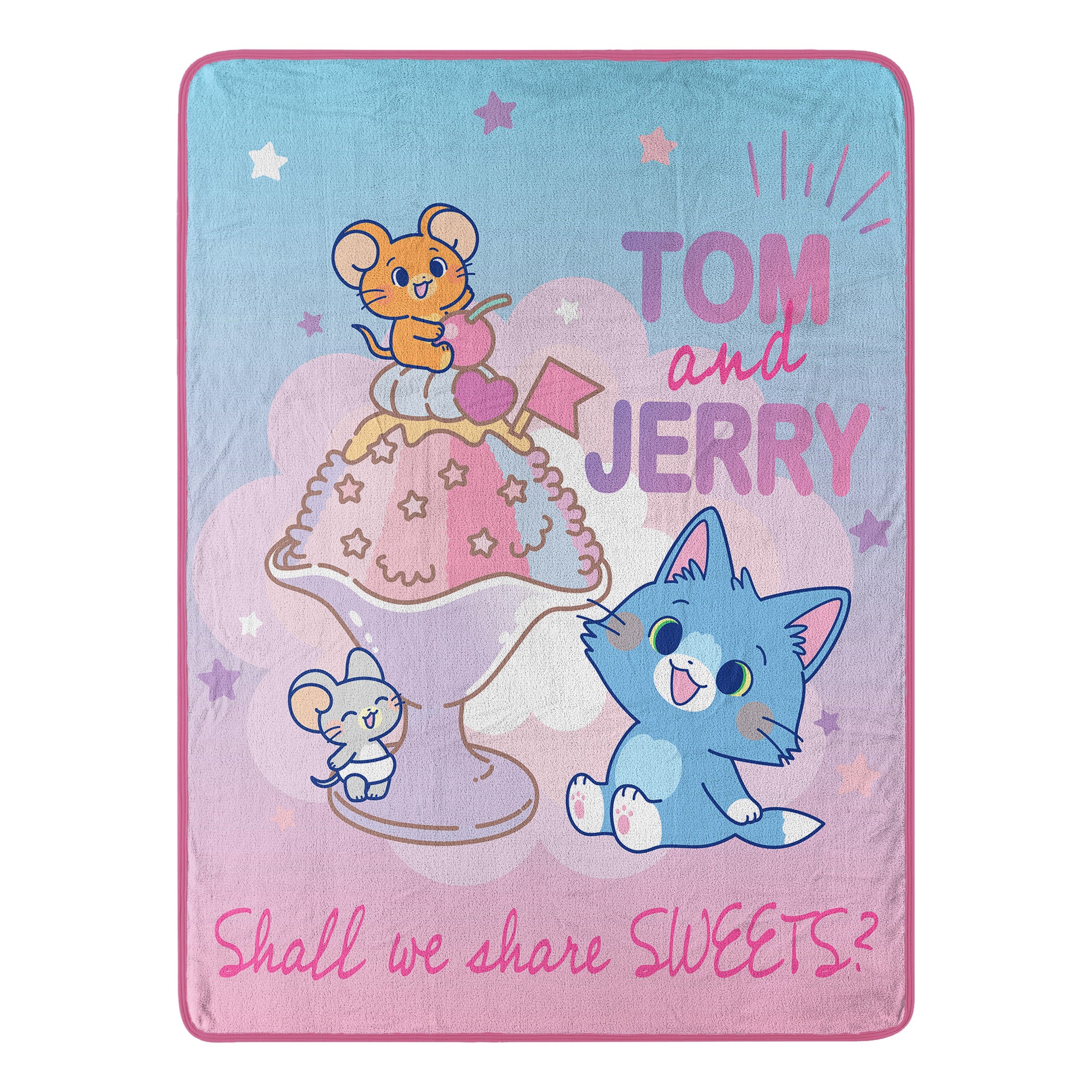 Warner Bros. Tom And Jerry Sharing Sweets Micro Raschel Throw Blanket 46x60 Inches