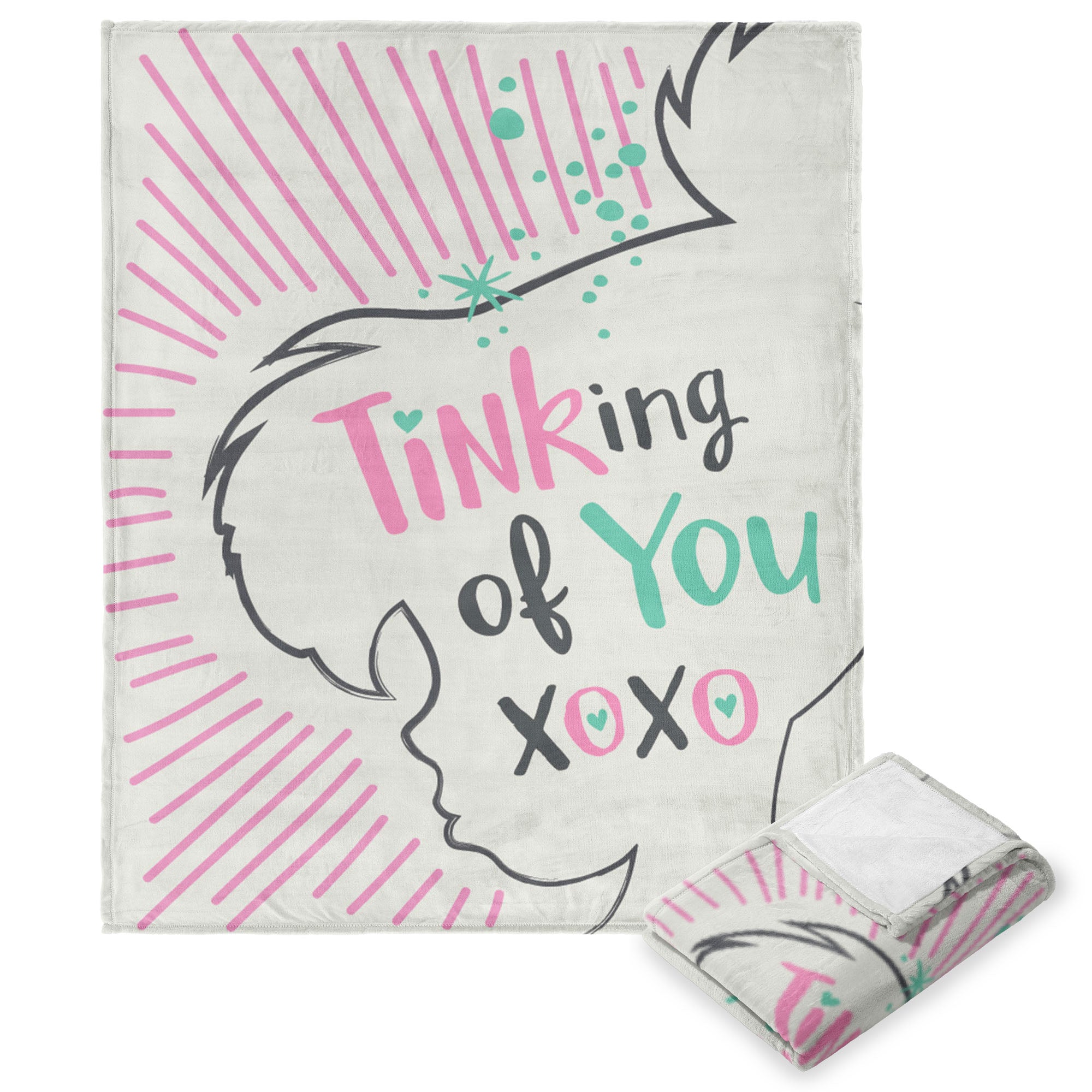 Disney Tinkerbell Tinking Of You Silk Touch Throw Blanket 50x60 Inches