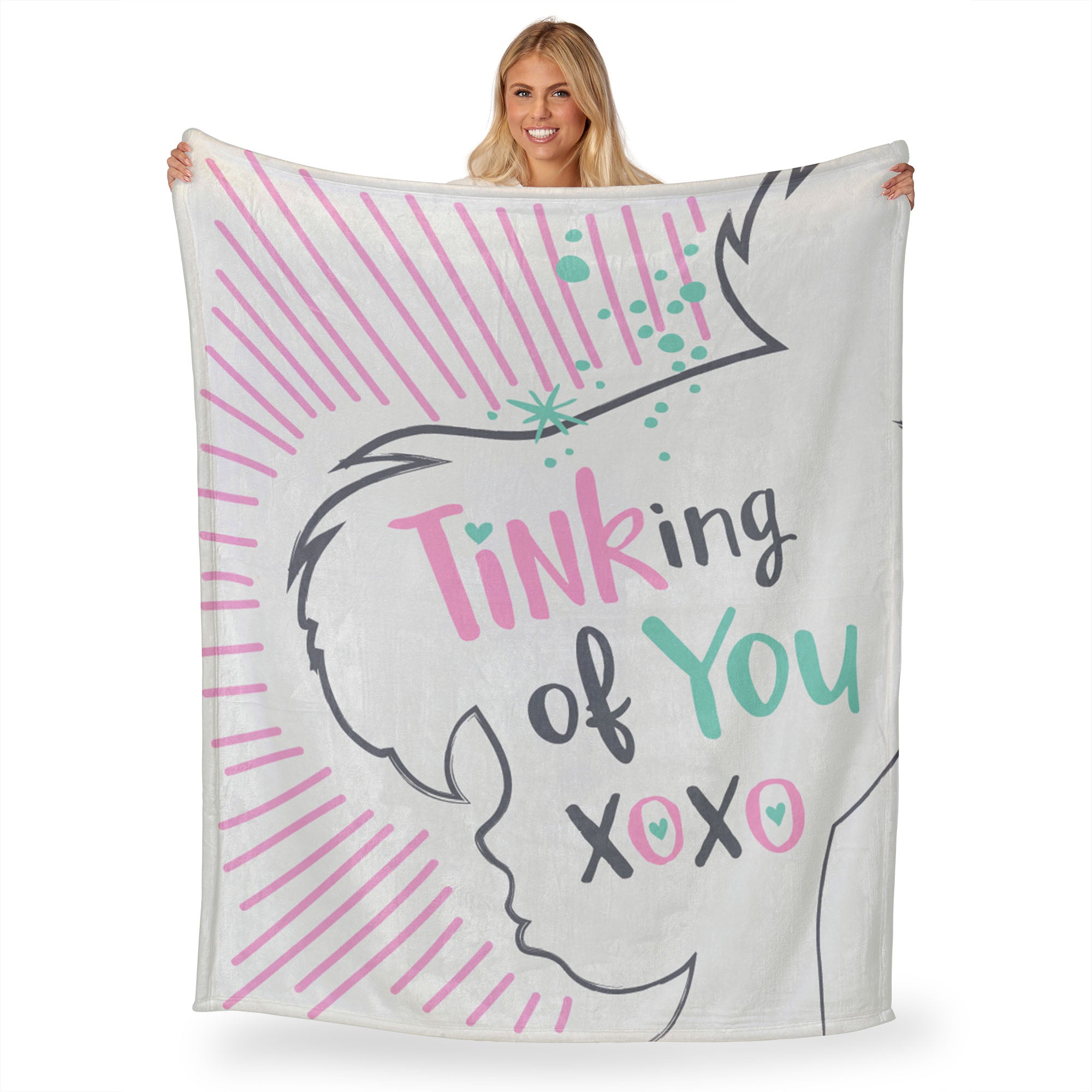 Disney Tinkerbell Tinking Of You Silk Touch Throw Blanket 50x60 Inches