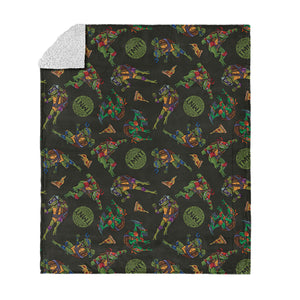 Nickelodeon Teenage Mutant Ninja Turtles Pizza Pattern Silk Touch Sherpa Throw Blanket 50x60 inches