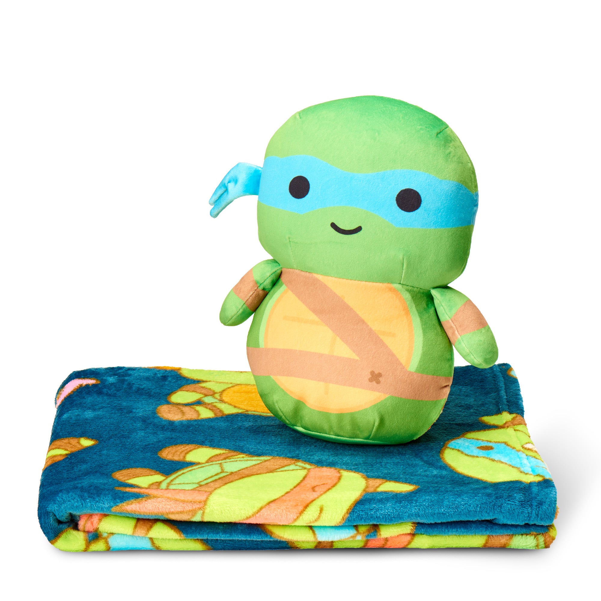 Nickelodeon Teenage Mutant Ninja Turtles Cute Leo Silk Touch Throw Blanket 50X60 inches and Hugger Set, 11 Inches