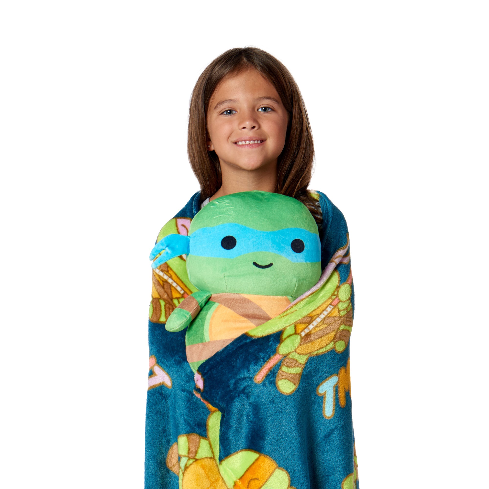 Nickelodeon Teenage Mutant Ninja Turtles Cute Leo Silk Touch Throw Blanket 50X60 inches and Hugger Set, 11 Inches