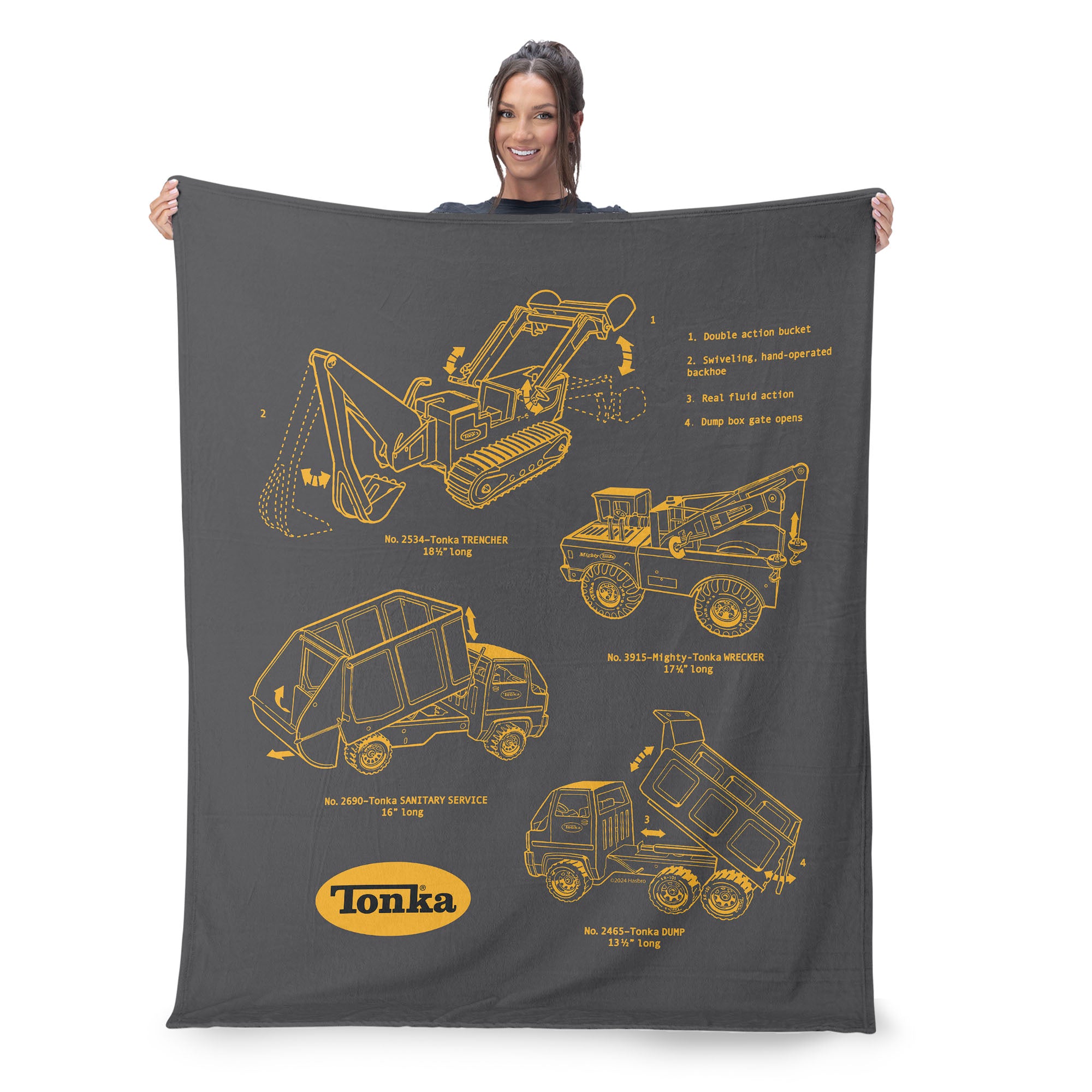 Tonka Hasbro Truck Sketches Silk Touch Throw Blanket 50X60 Inches