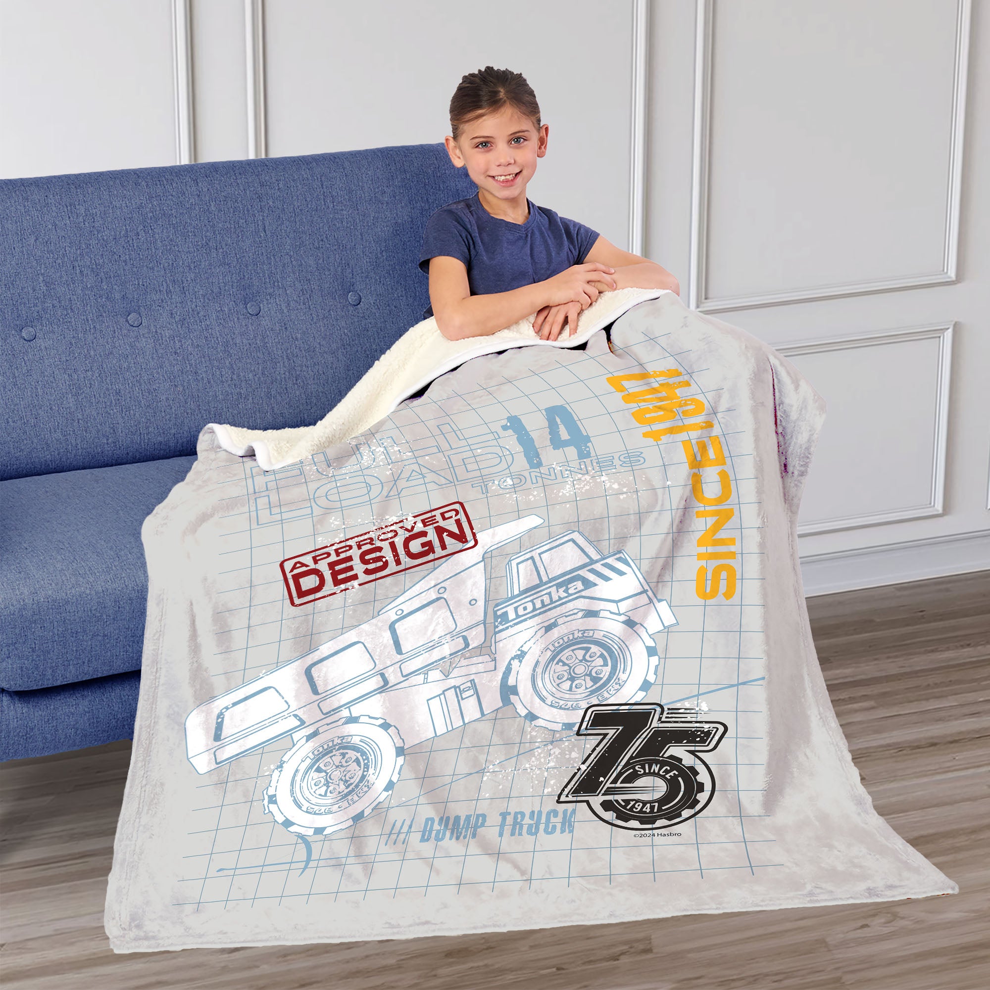 Tonka Hasbro Full Truckload Silk Touch Sherpa Throw Blanket 50X60 Inches