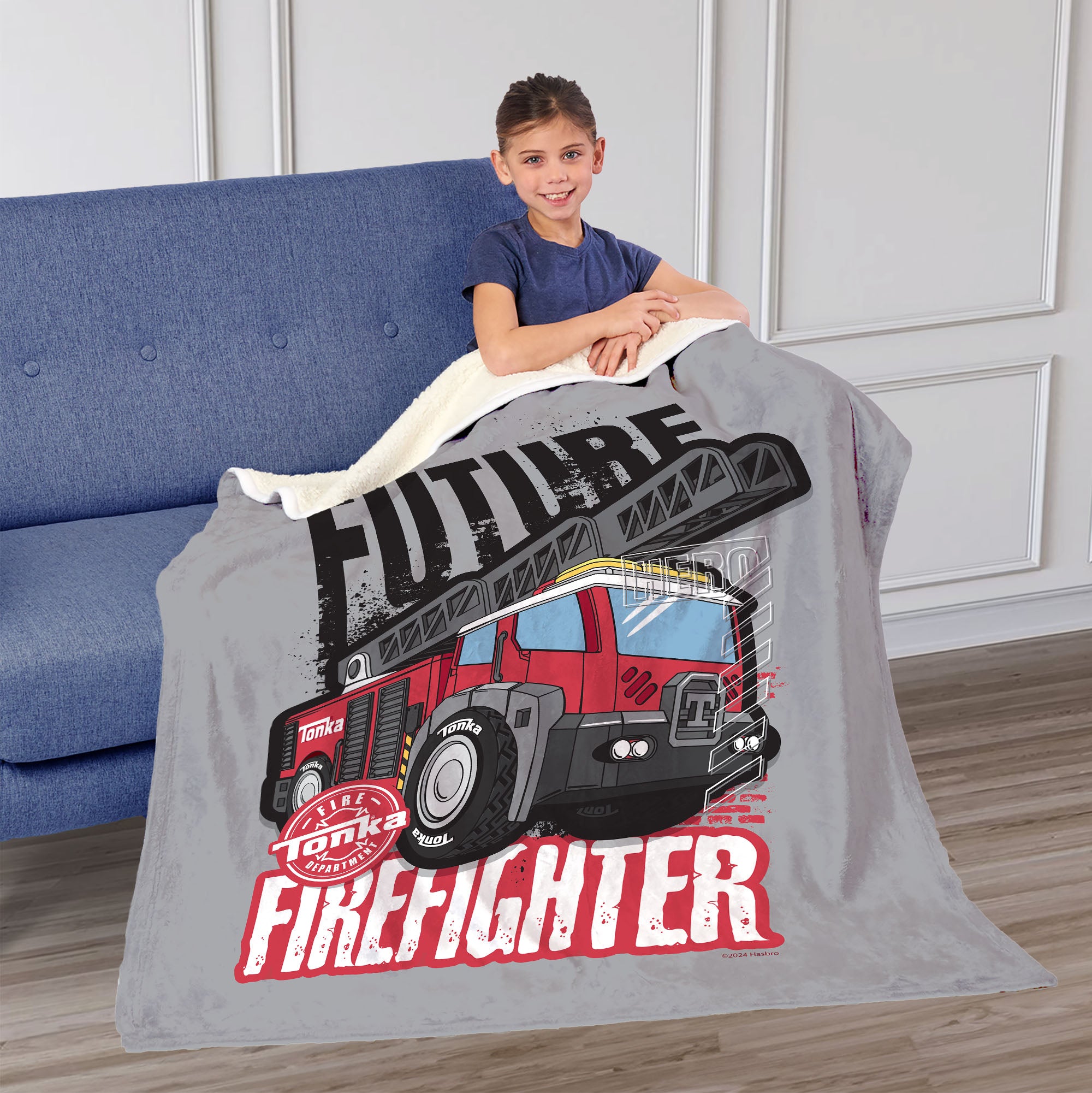 Tonka Hasbro Future Firefighter Silk Touch Sherpa Throw Blanket 50X60 Inches