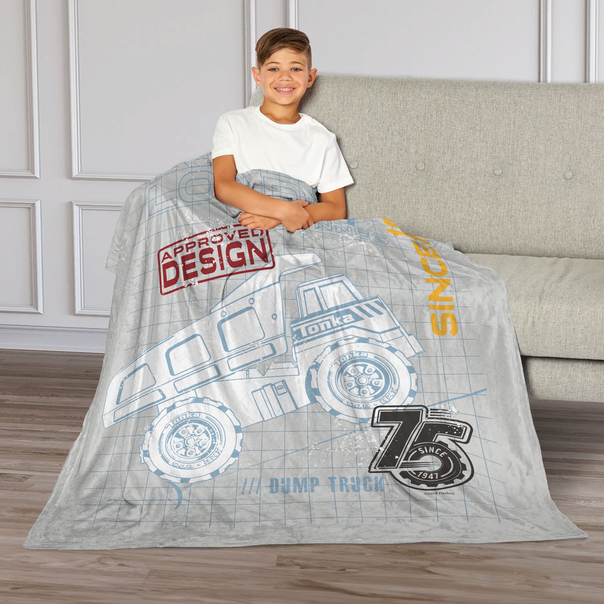 Tonka Hasbro Full Truckload Tonka Silk Touch Throw Blanket 40x50 Inches