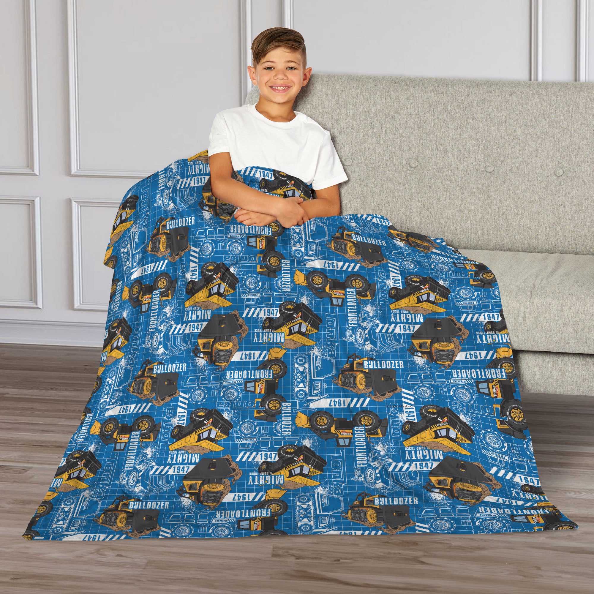 Tonka Hasbro Mighty Pattern Tonka Silk Touch Throw Blanket 40x50 Inches