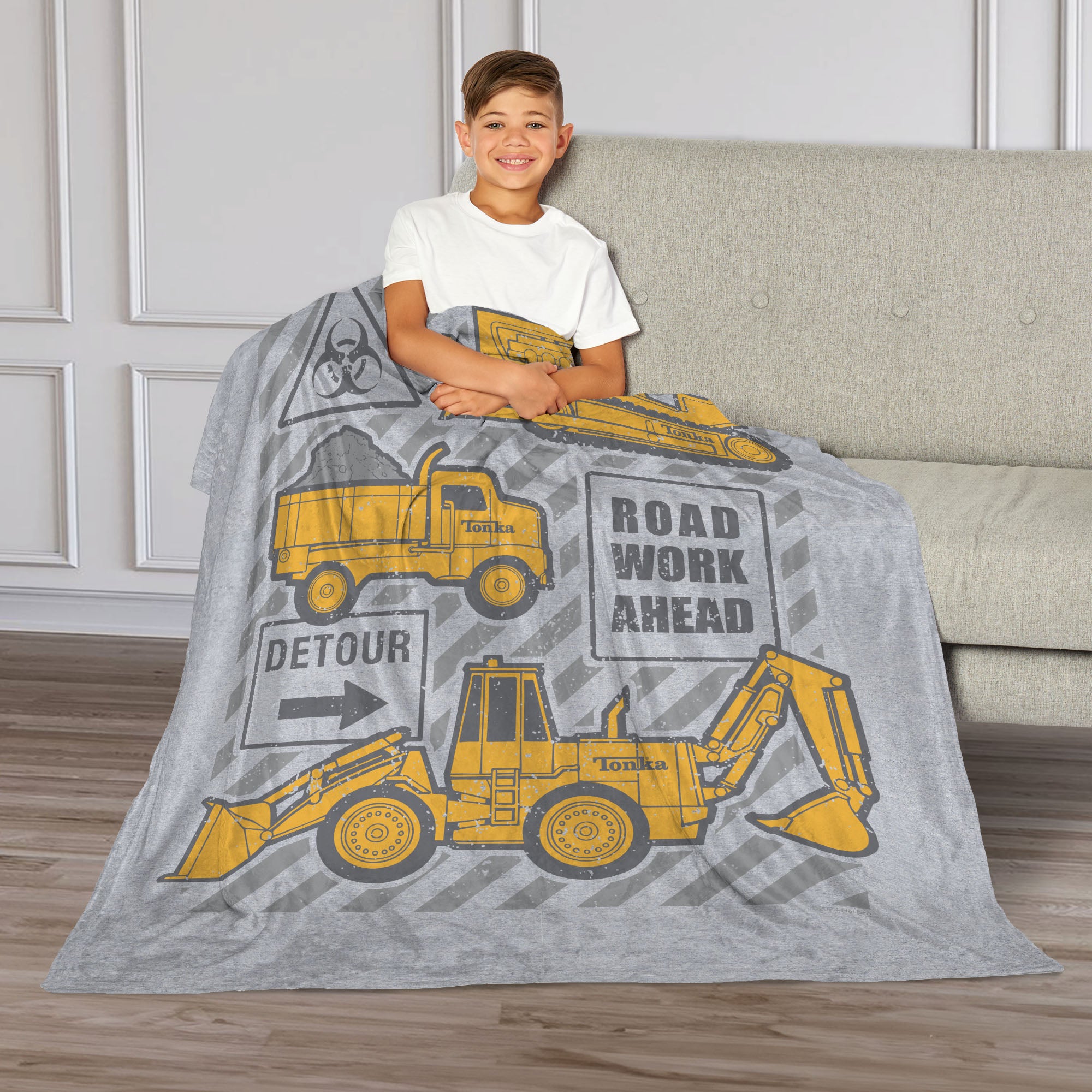 Tonka Hasbro Road Work Ahead Tonka Silk Touch Throw Blanket 40x50 Inches