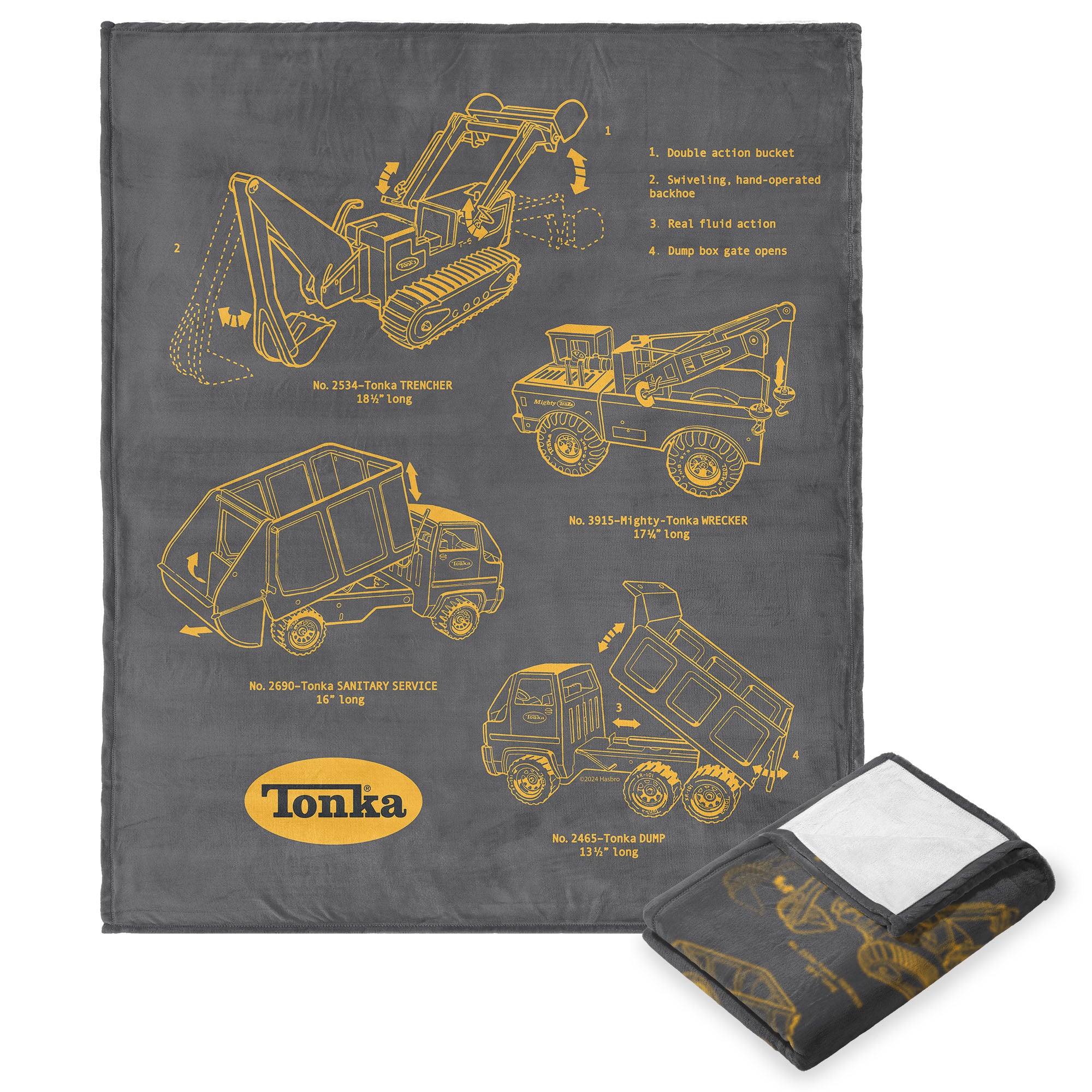 Tonka Hasbro Truck Sketches Tonka Silk Touch Throw Blanket 40x50 Inches