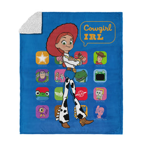 Disney Pixar Toy Story 5 Cowgirl IRL Silk Touch Sherpa Throw Blanket 50x60 inches