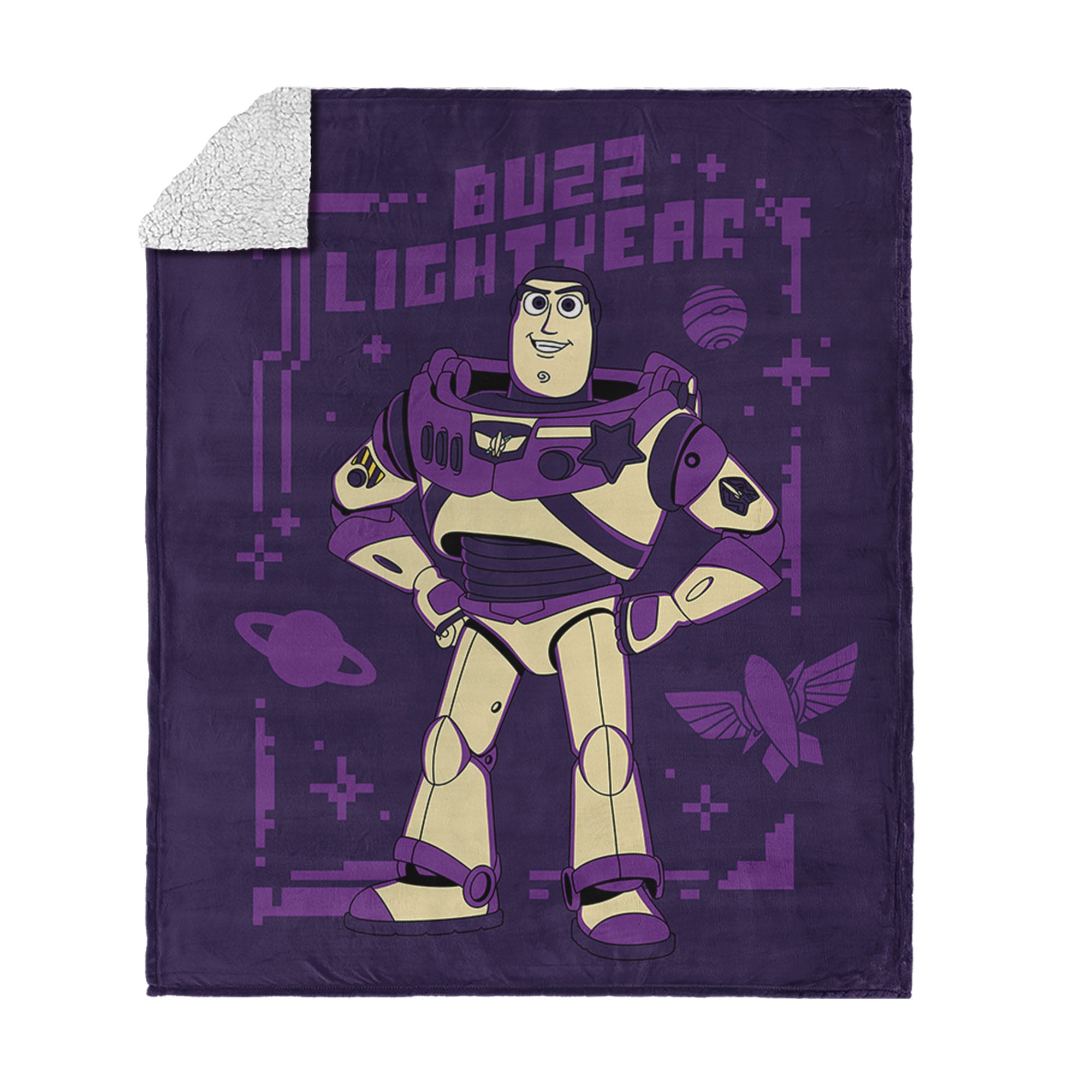 Disney Pixar Toy Story 5 Pixel Buzz Silk Touch Sherpa Throw Blanket 50x60 inches