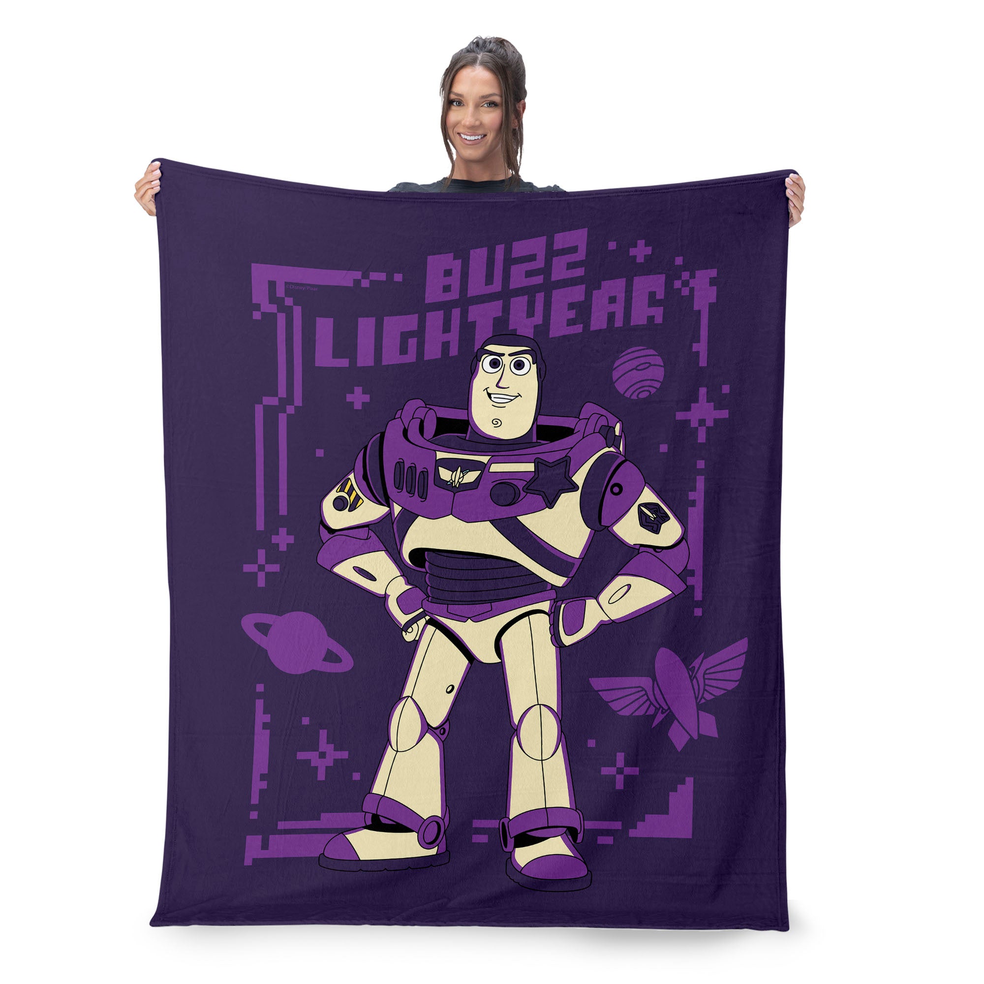 Disney Pixar Toy Story 5 Pixel Buzz Silk Touch Sherpa Throw Blanket 50x60 inches