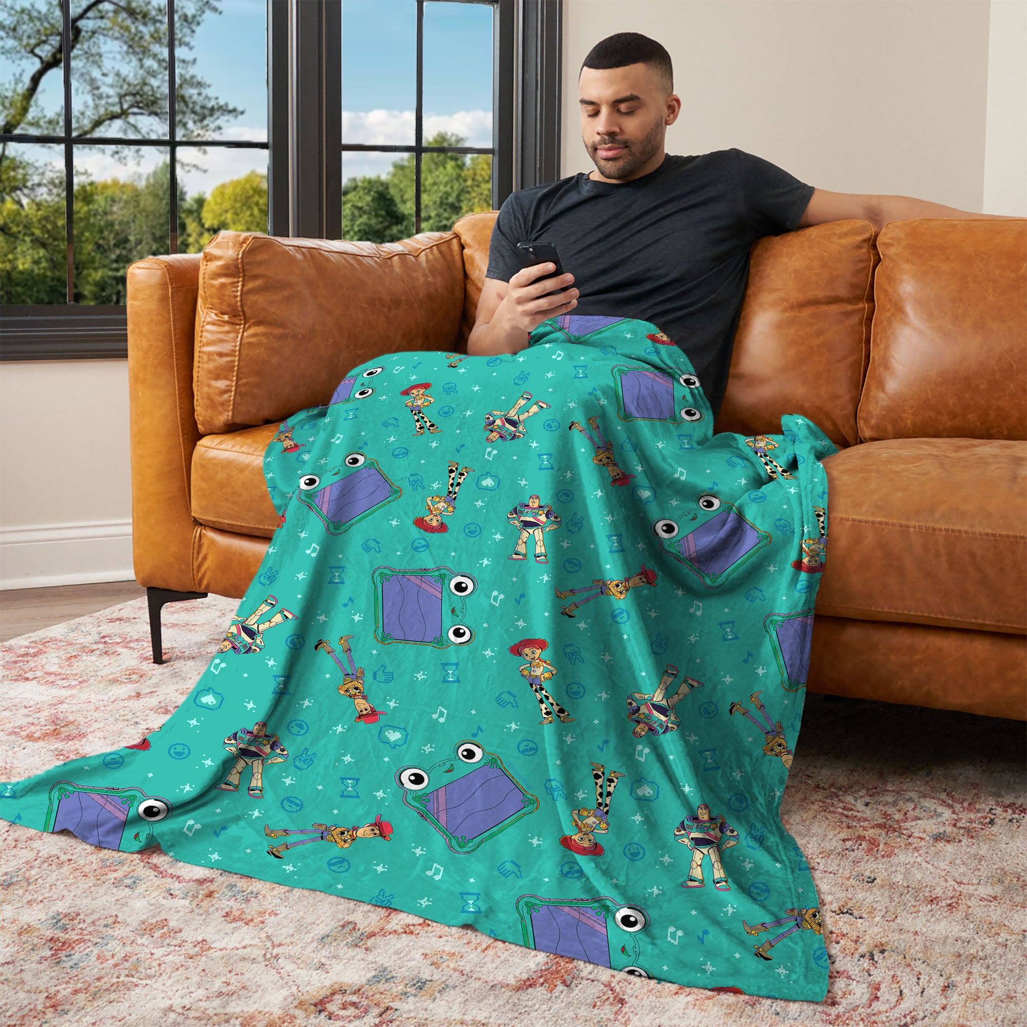 Disney Pixar Toy Story 5 Tablet Pattern Silk Touch Throw Blanket 60x80 inches