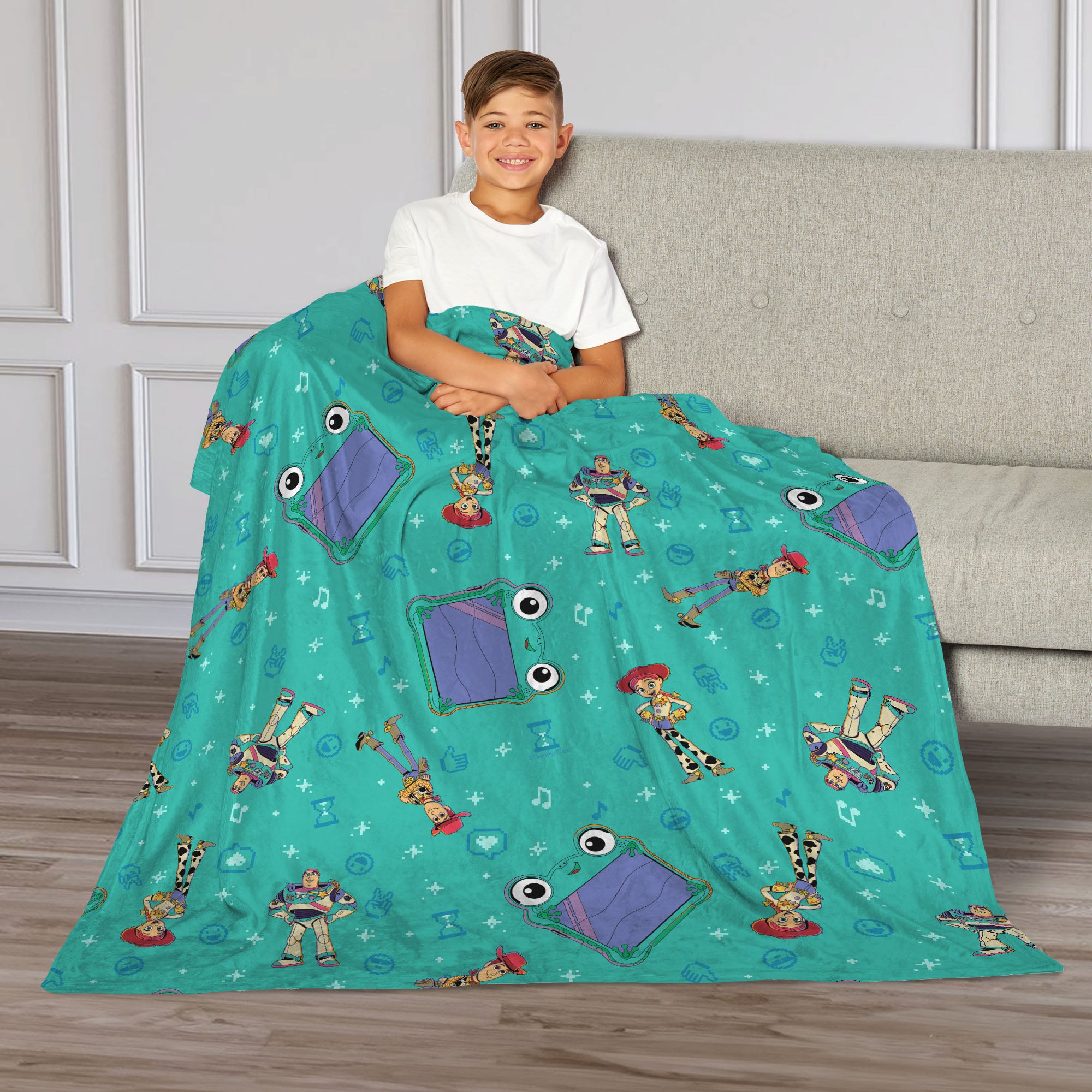 Disney Pixar Toy Story 5 Tablet Pattern Silk Touch Throw Blanket 40x50 inches