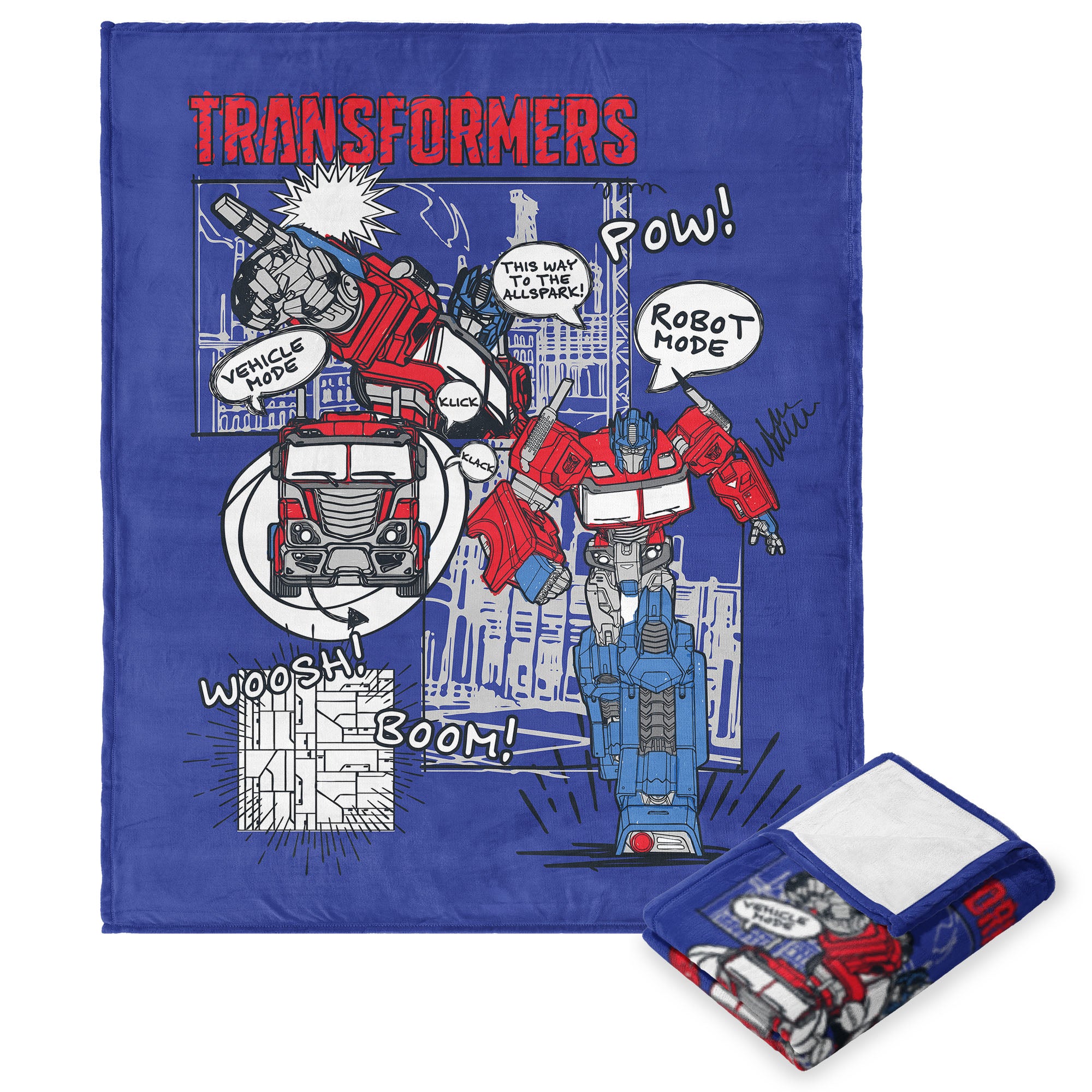 Hasbro Transformers Robot Mode Silk Touch Throw Blanket 50x60 Inches