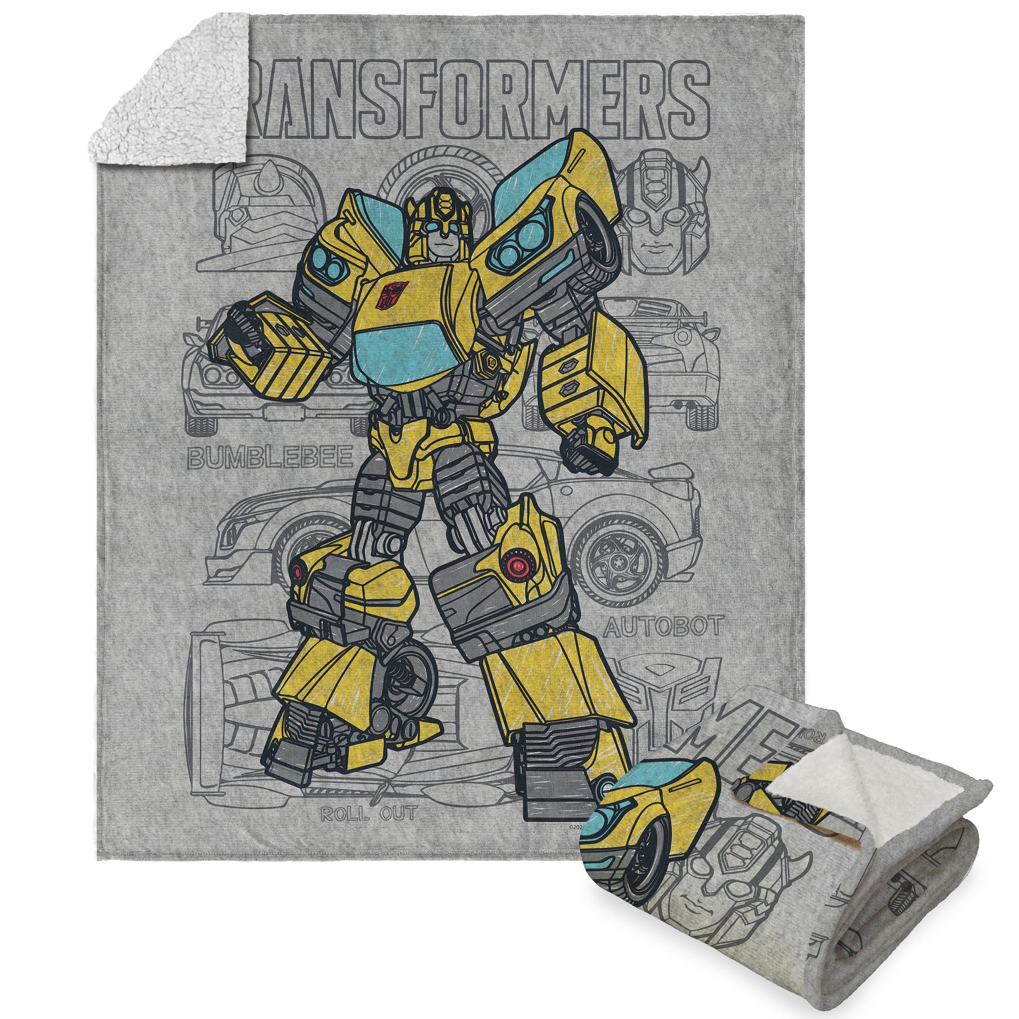 Hasbro Transformers Bumblebee Autobot Silk Touch Sherpa Throw Blanket 50x60 Inches