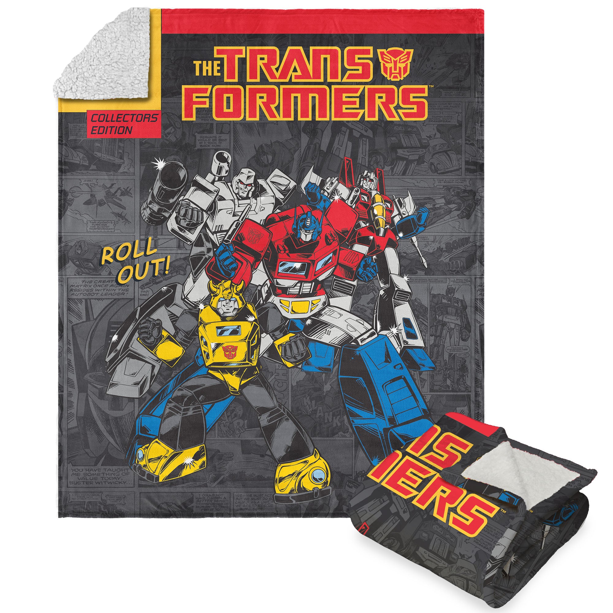 Hasbro Transformers Collector's Edition Silk Touch Sherpa Throw Blanket 50x60 Inches