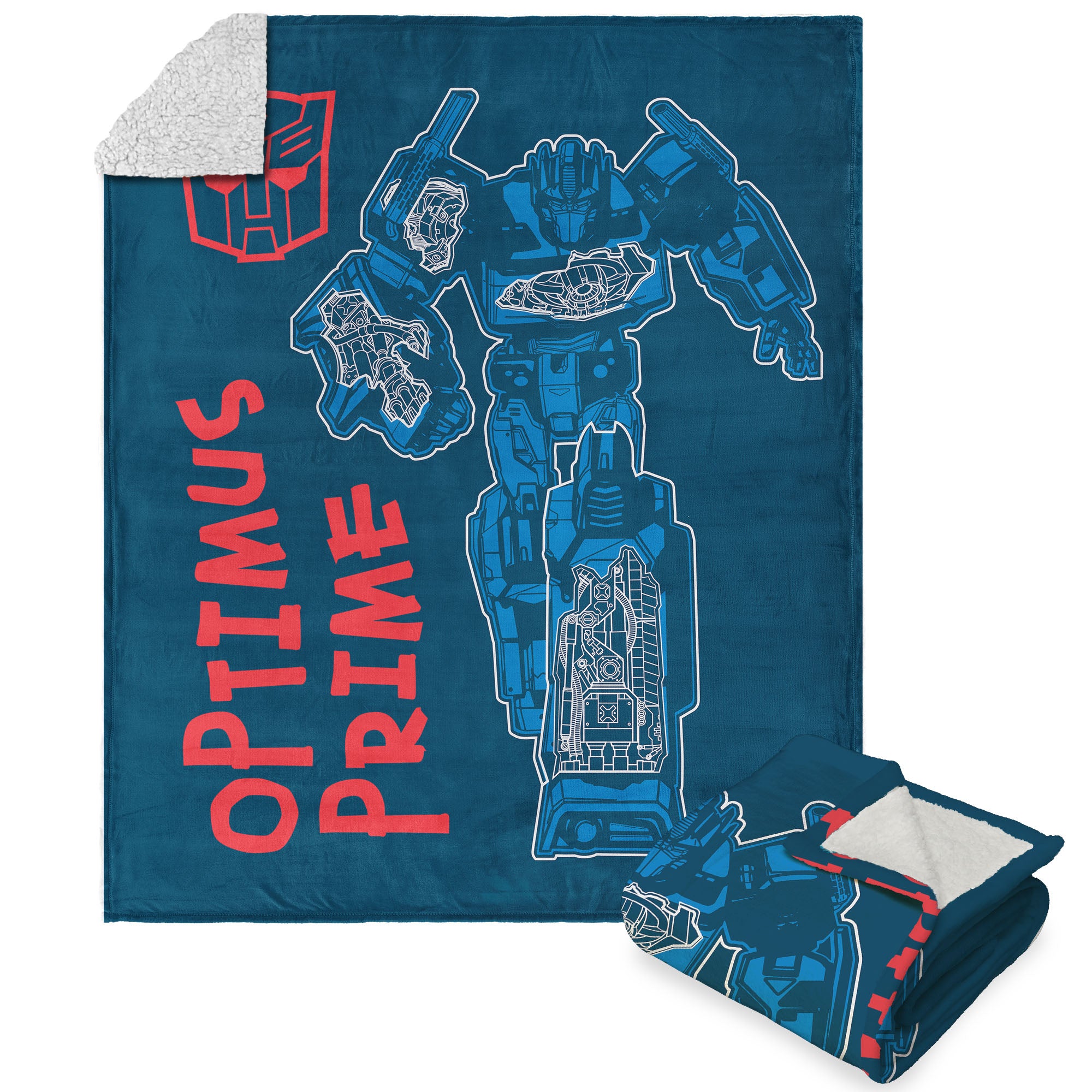 Hasbro Transformers Power Punch Silk Touch Sherpa Throw Blanket 50x60 Inches