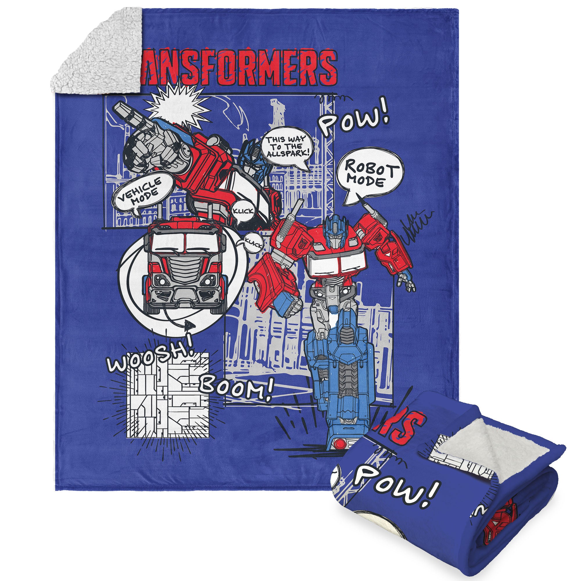 Hasbro Transformers Robot Mode Silk Touch Sherpa Throw Blanket 50x60 Inches