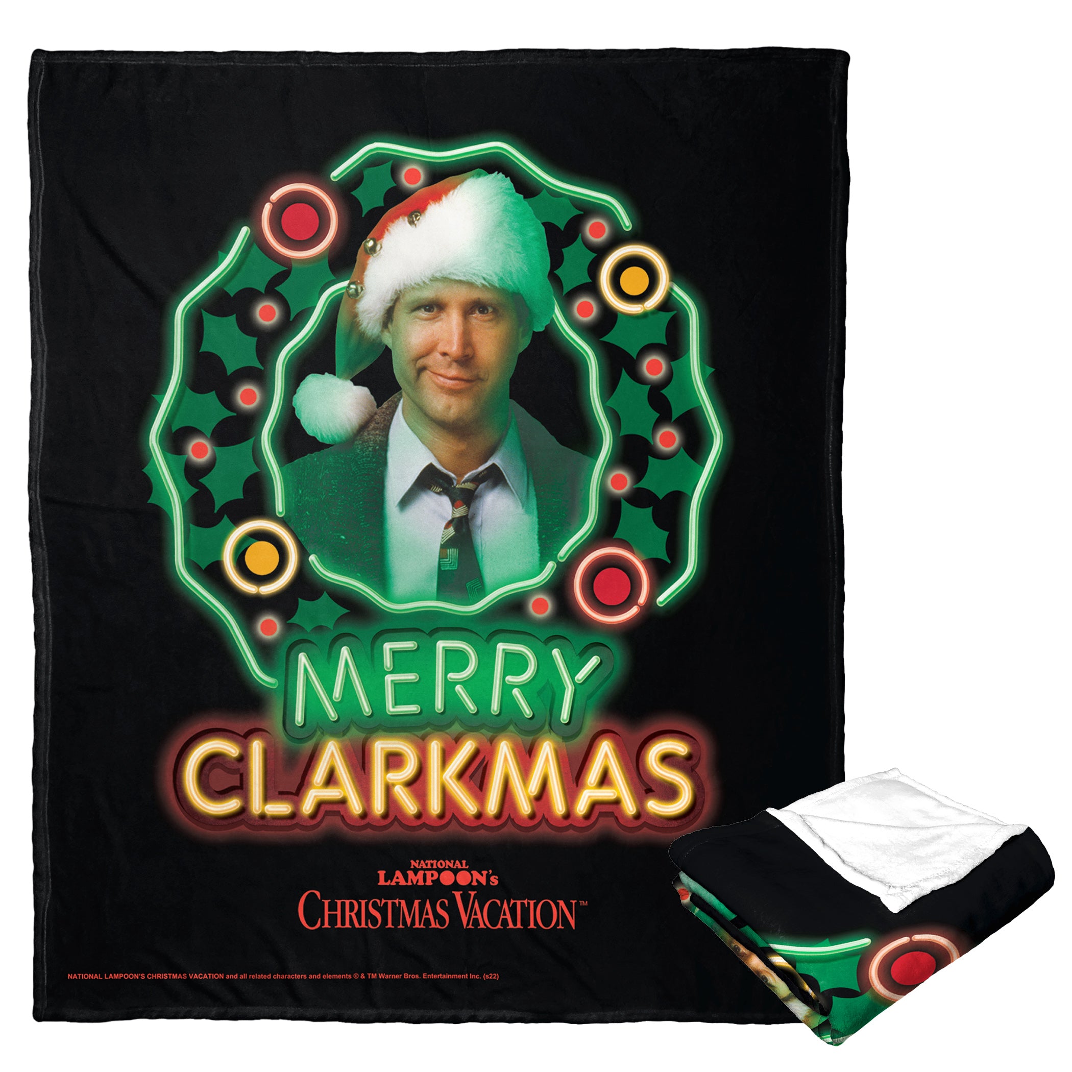 Warner Bros. Christmas Vacation Neon Clarkmas Silk Touch Throw Blanket 50x60 Inches