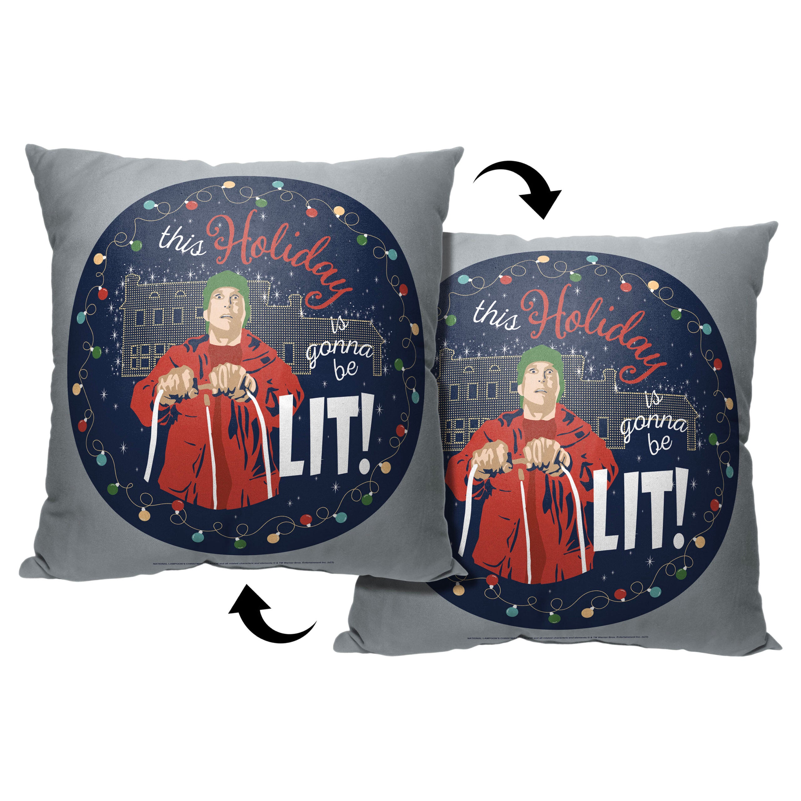 Warner Bros. Christmas Vacation Lit Holiday Throw Pillow 18x18 Inches