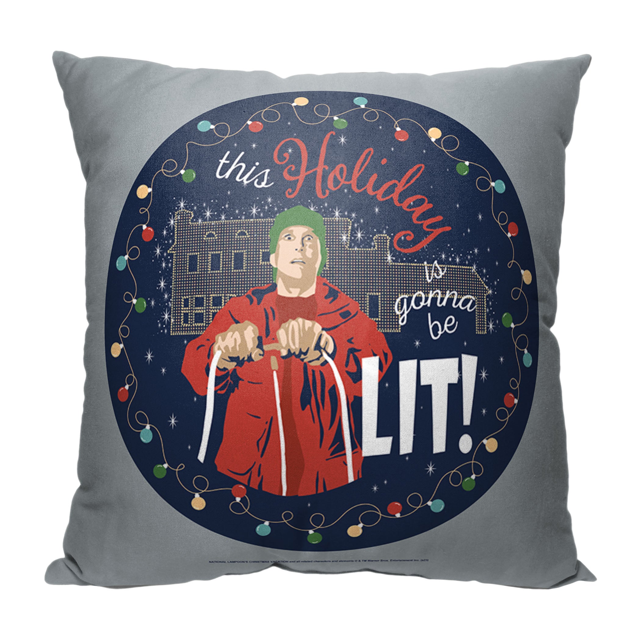 Warner Bros. Christmas Vacation Lit Holiday Throw Pillow 18x18 Inches