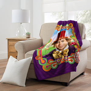 Warner Bros. Willy Wonka Wonderful Wonka Micro Raschel Throw Blanket 46x60 Inches