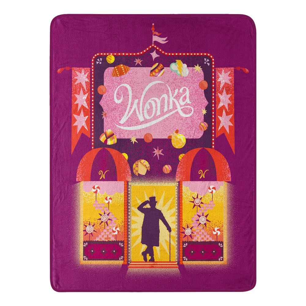 Warner Bros. Willy Wonka Wonka Away Micro Raschel Throw Blanket 46x60 Inches