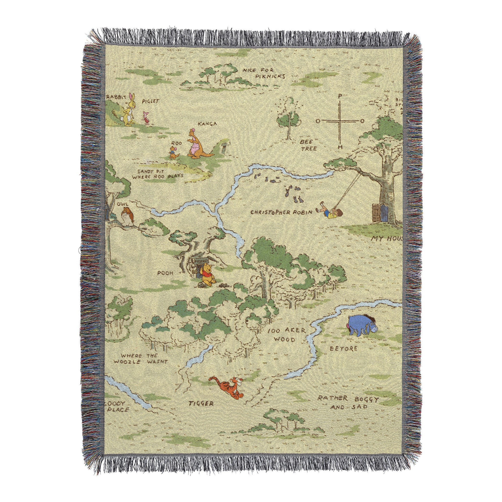 Disney Winnie the Pooh Hundred Acre Woods Woven Tapestry Throw Blanket 48x60 Inches