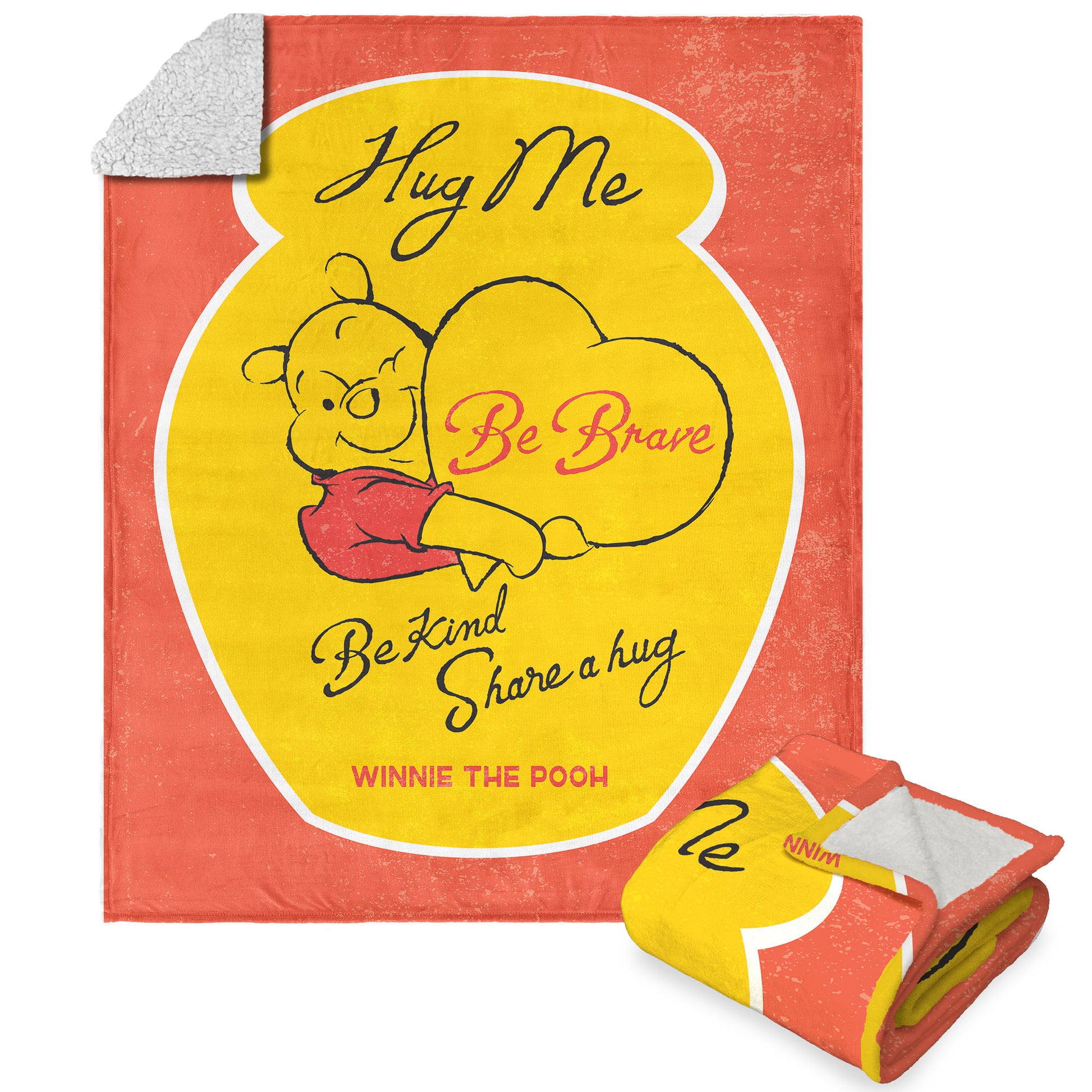 Disney Winnie the Pooh Share A Hug Silk Touch Sherpa Throw Blanket 50X