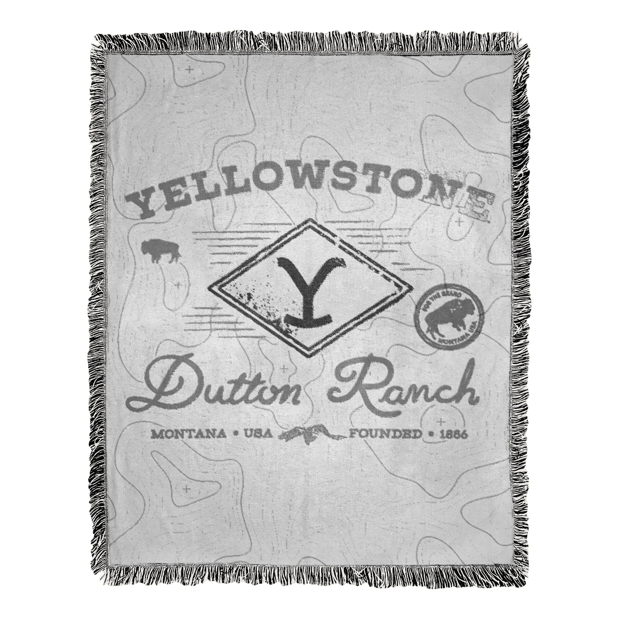 Paramount Yellowstone Topo Map Woven Jacquard Throw Blanket 46x60 Inches