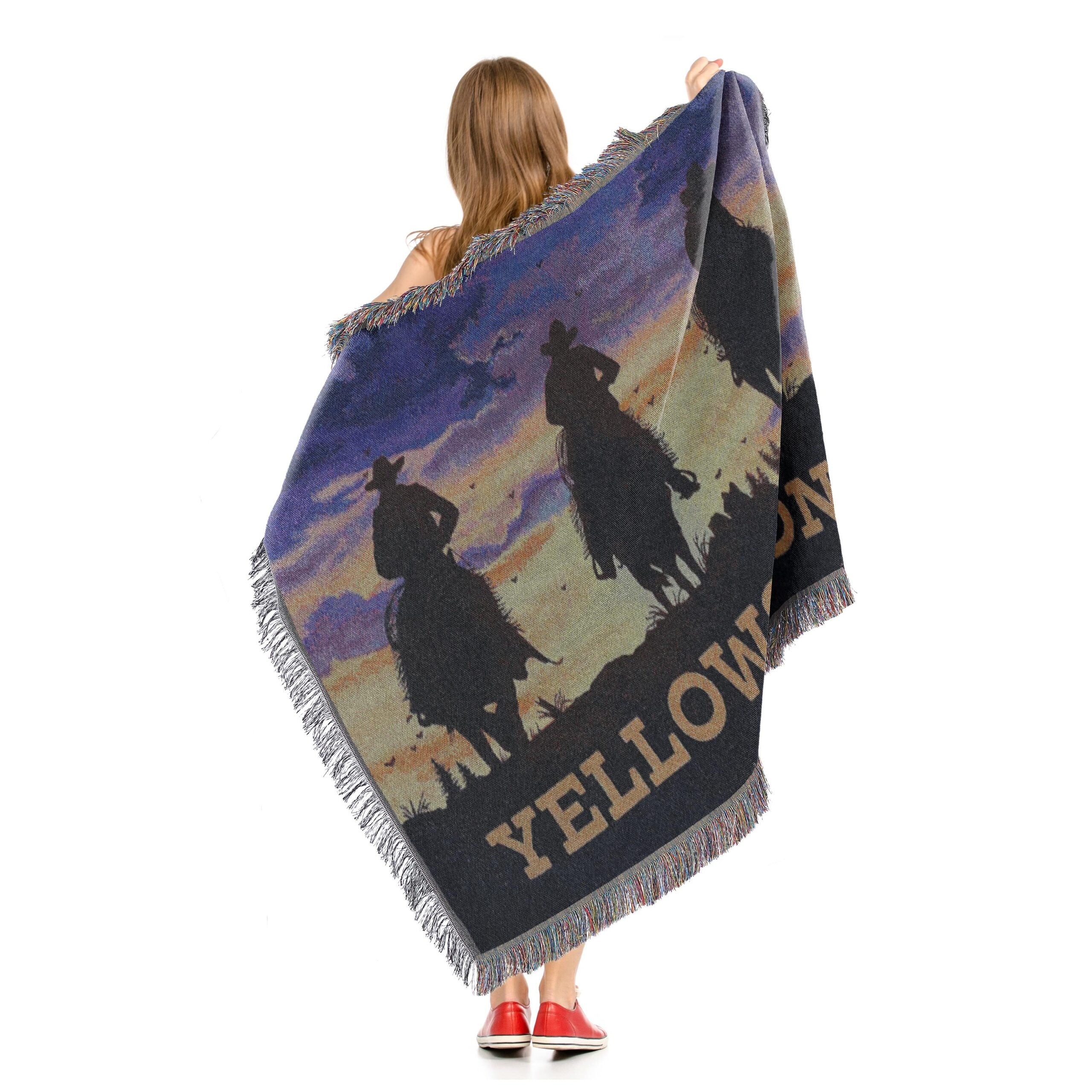 Paramount Yellowstone Giddy Up Woven Woven Tapestry Throw Blanket 48x60 Inches