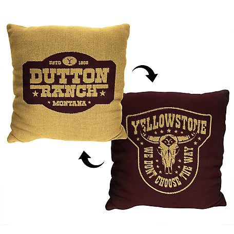 Paramount Yellowstone Dutton Ranch Badge Double Sided Jacquard Throw Pillow 20x20 Inches