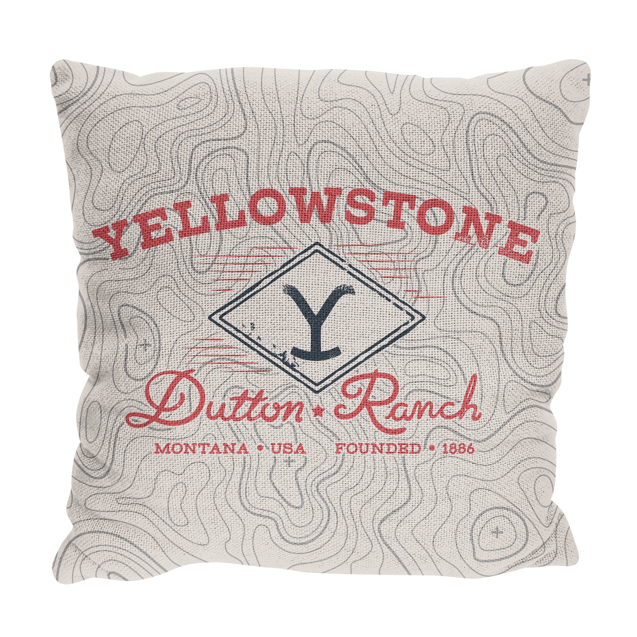 Paramount Yellowstone Topo Map Jacquard Throw Pillow 20 Inches