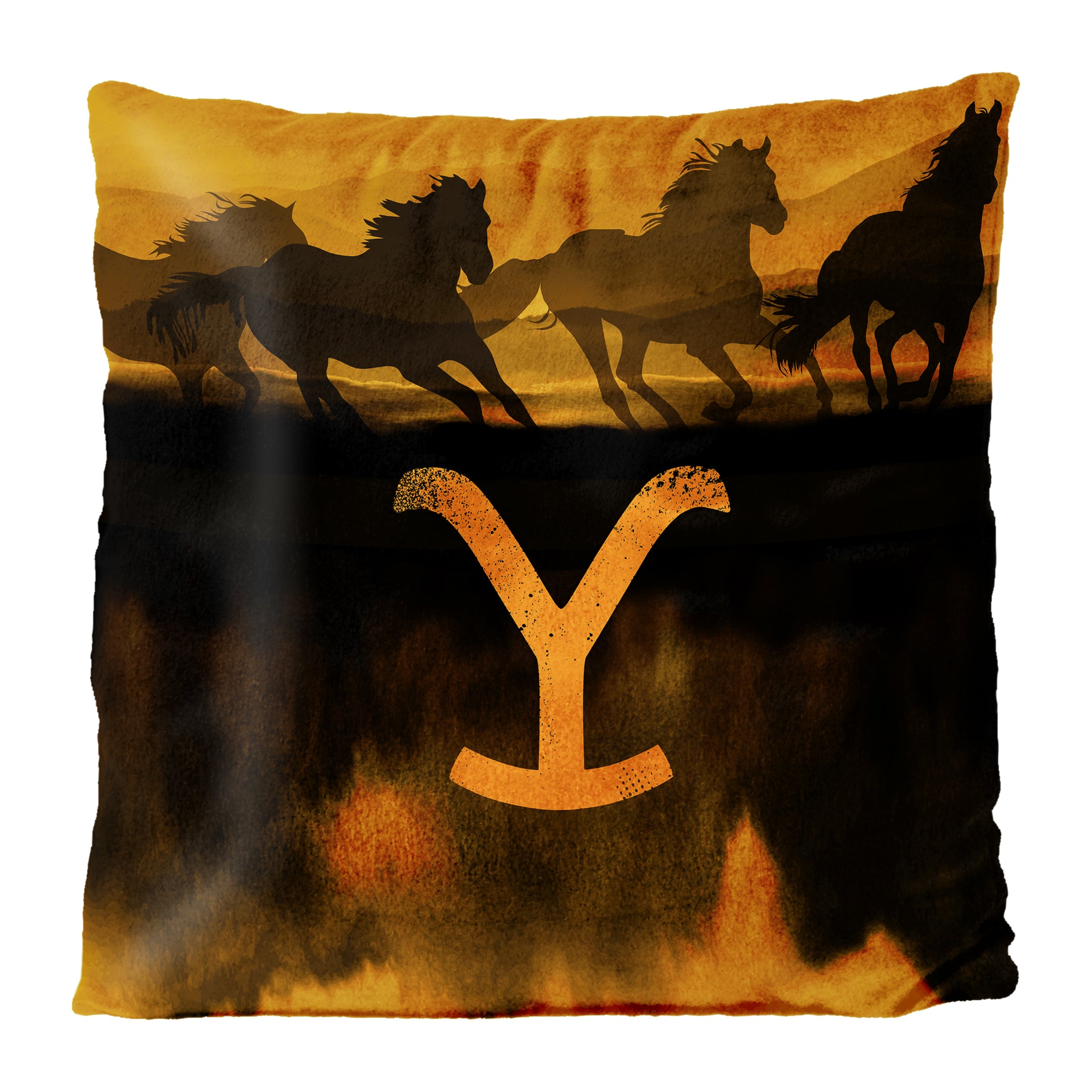 Paramount Yellowstone Wild Horses Velvet Reverse Throw Pillow 16x16 Inches