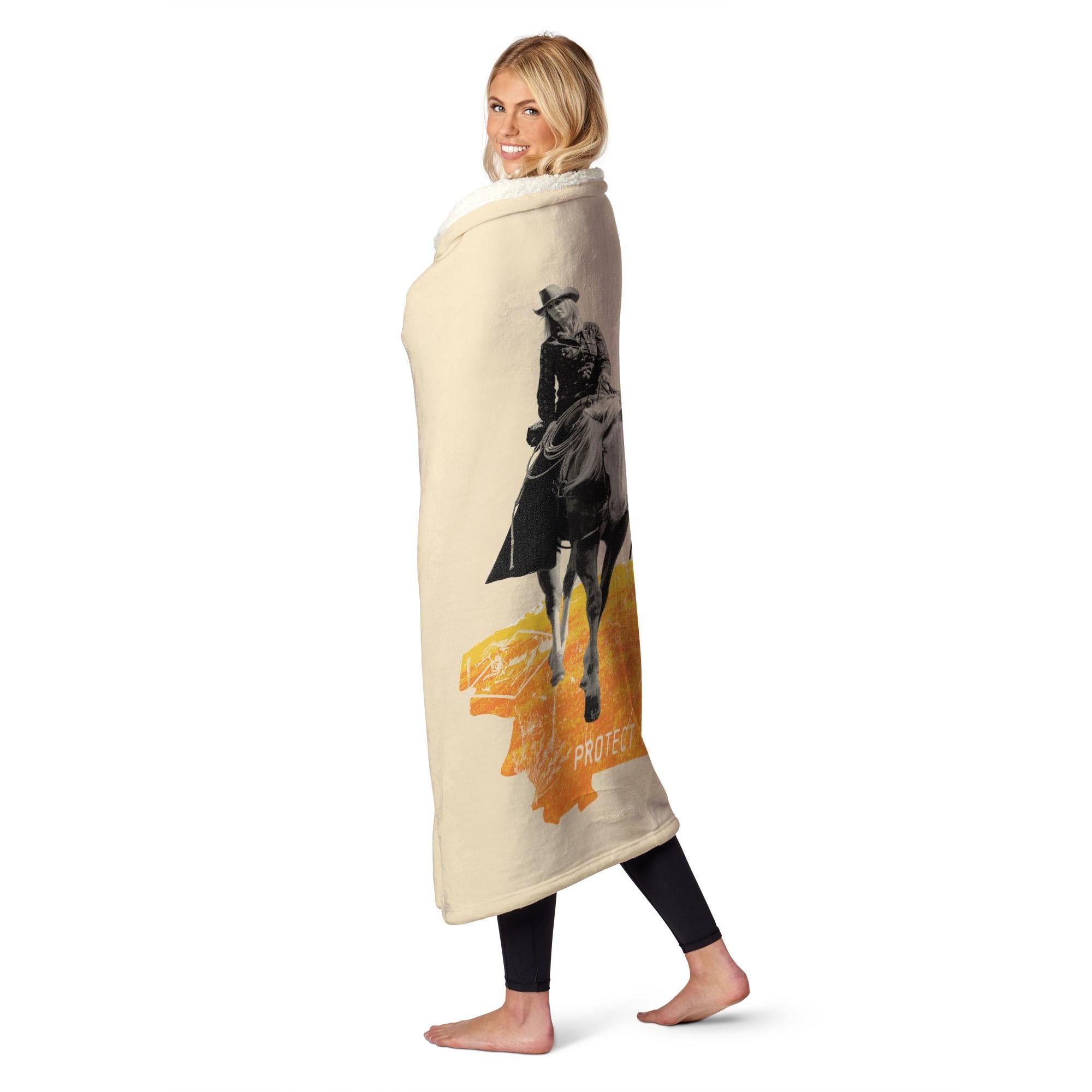 Paramount Yellowstone Horseback Silk Touch Sherpa Throw Blanket 50x60 Inches