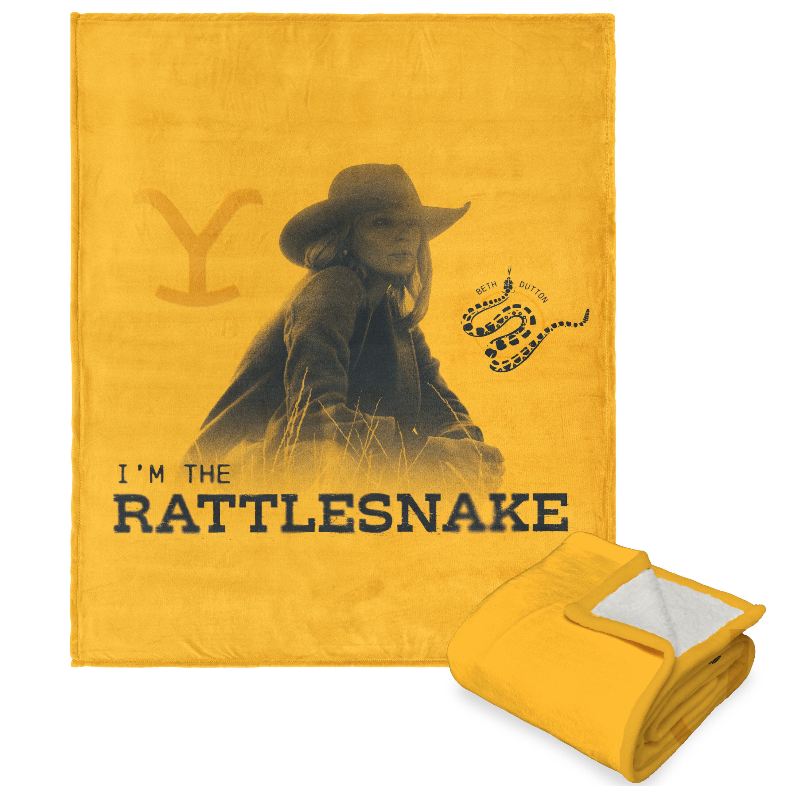 Paramount Yellowstone Rattlesnake Silk Touch Sherpa Throw Blanket 50x60 Inches