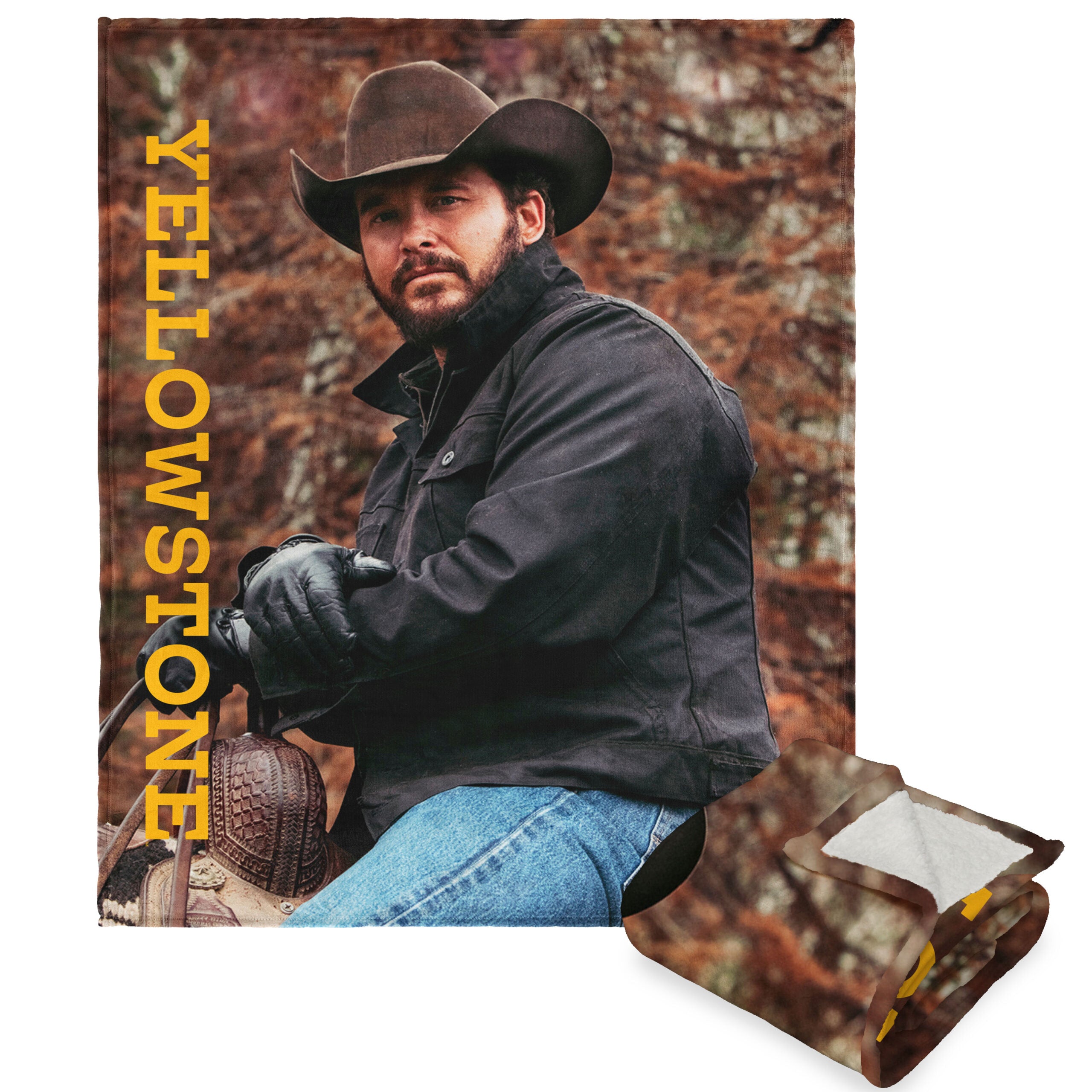 Paramount Yellowstone Rip Dutton Ranch Silk Touch Sherpa Throw Blanket