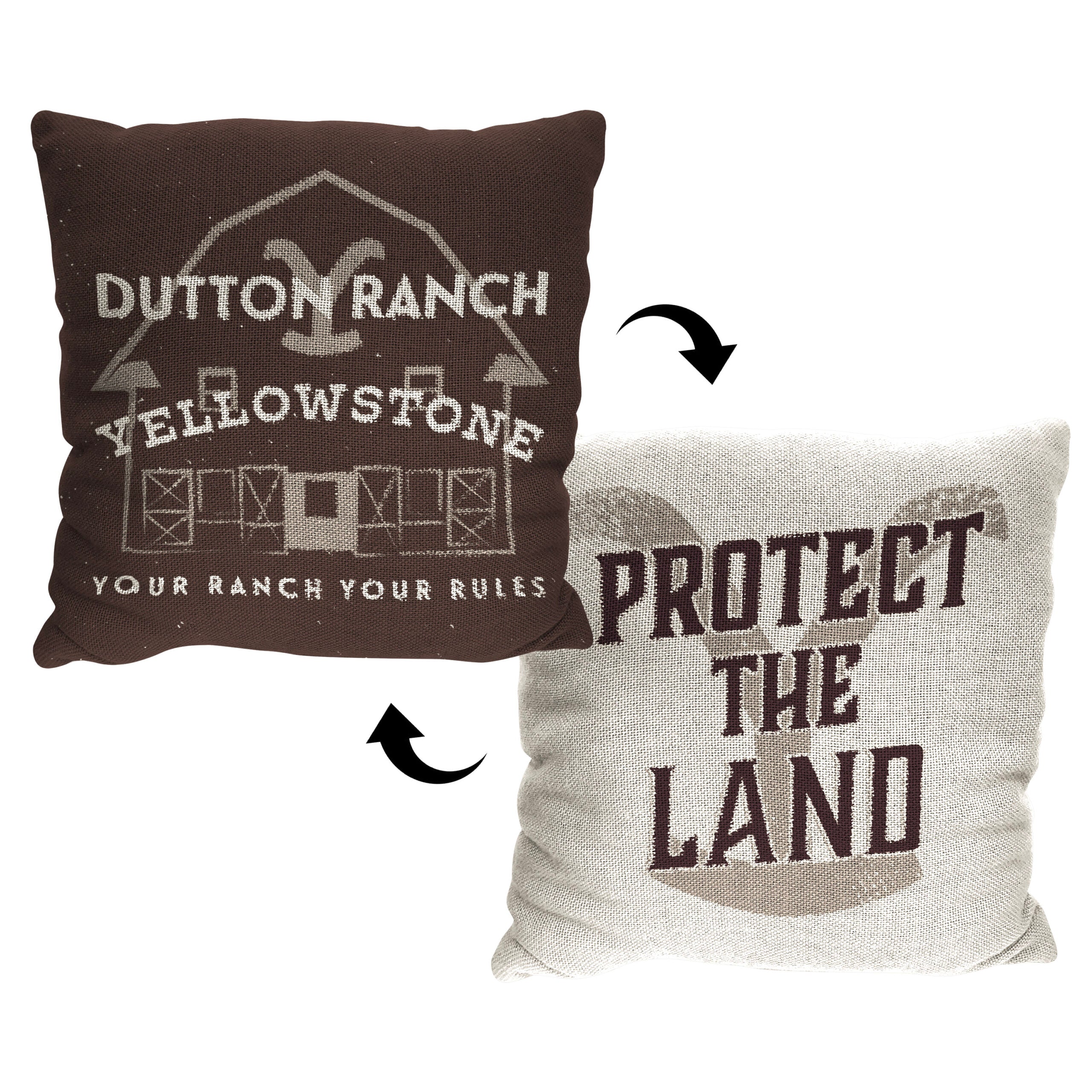 Paramount Yellowstone Protect The Land 2-Pack Double Sided Jacquard Throw Pillow 14x14 Inches