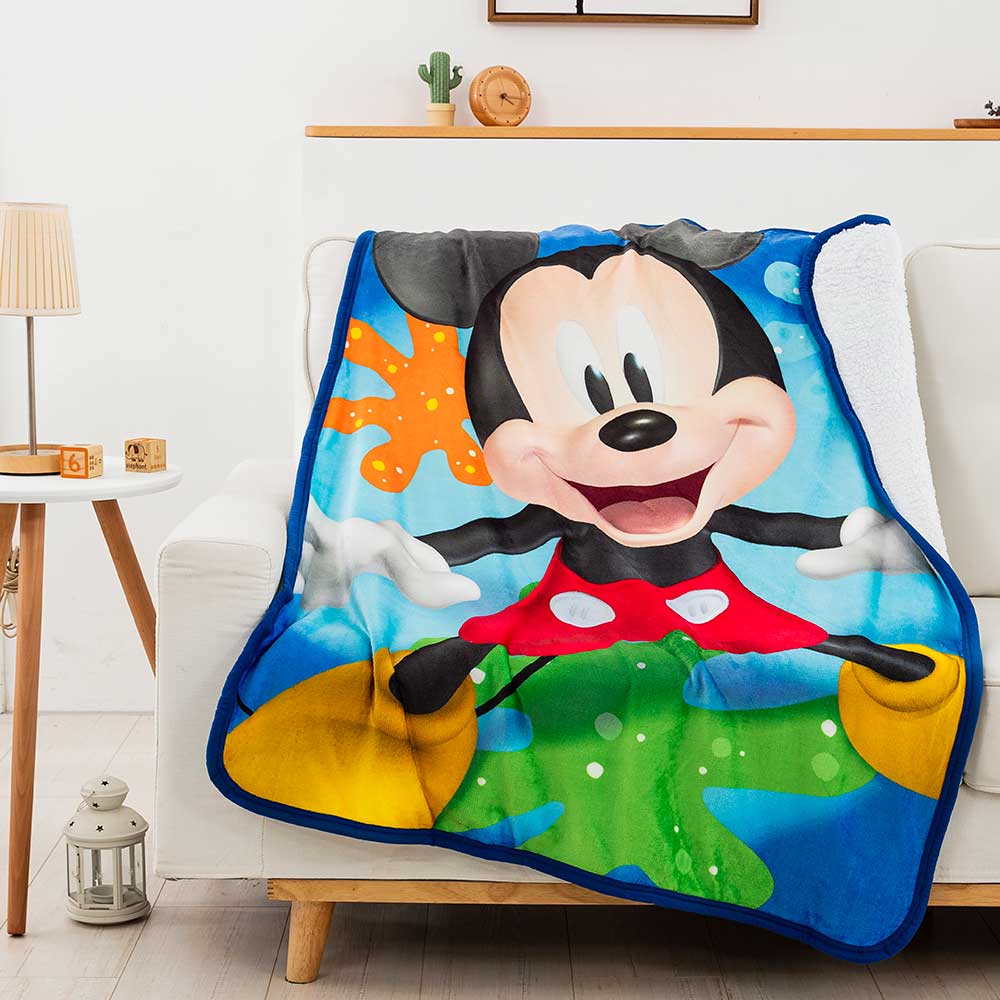 Disney Mickey Mouse Splat Attack Silk Touch Sherpa Throw Blanket 40x50 Inches