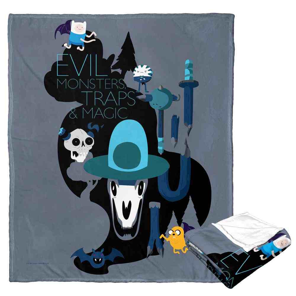 Cartoon Network Adventure Time Monsters Traps And Magic Silk Touch Throw Blanket 50x60 Inches