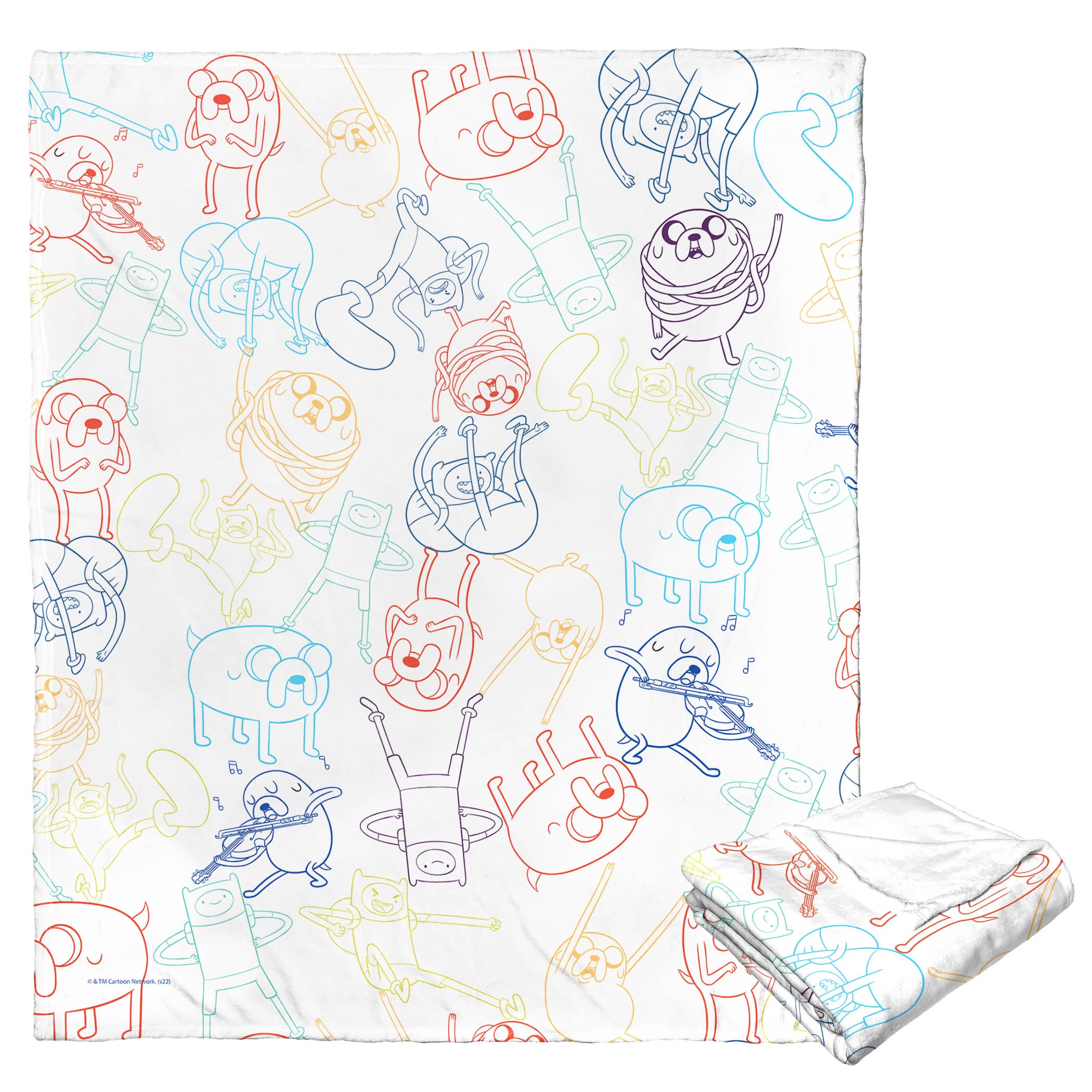 Cartoon Network Adventure Time Rainbow Finn And Jake Silk Touch Throw Blanket 50x60 Inches