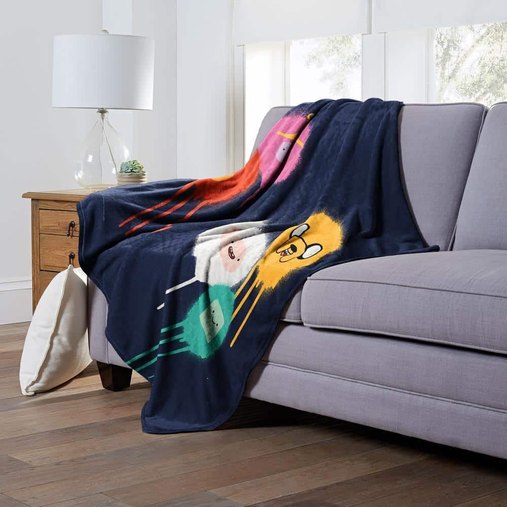 Cartoon Network Adventure Time Spray Painted Group Silk Touch Throw Blanket 50x60 Inches