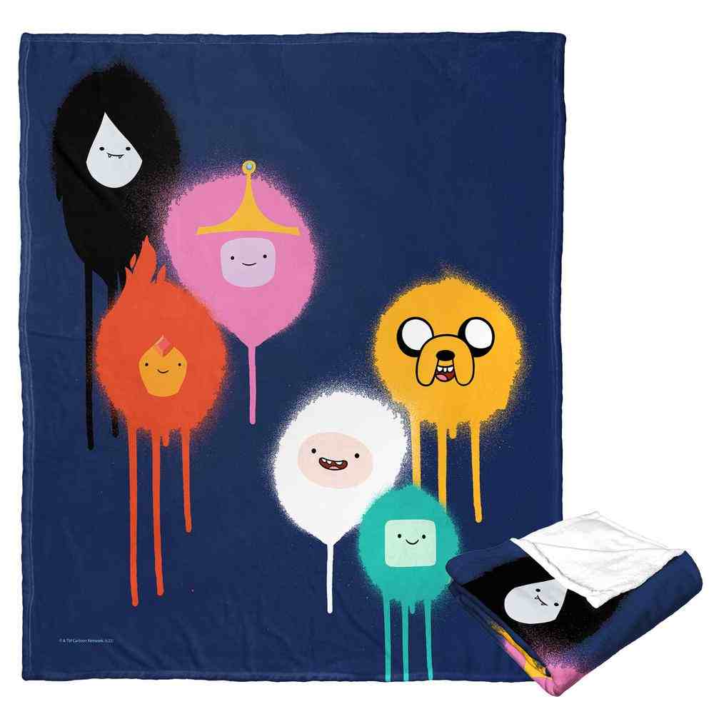 Cartoon Network Adventure Time Spray Painted Group Silk Touch Throw Blanket 50x60 Inches