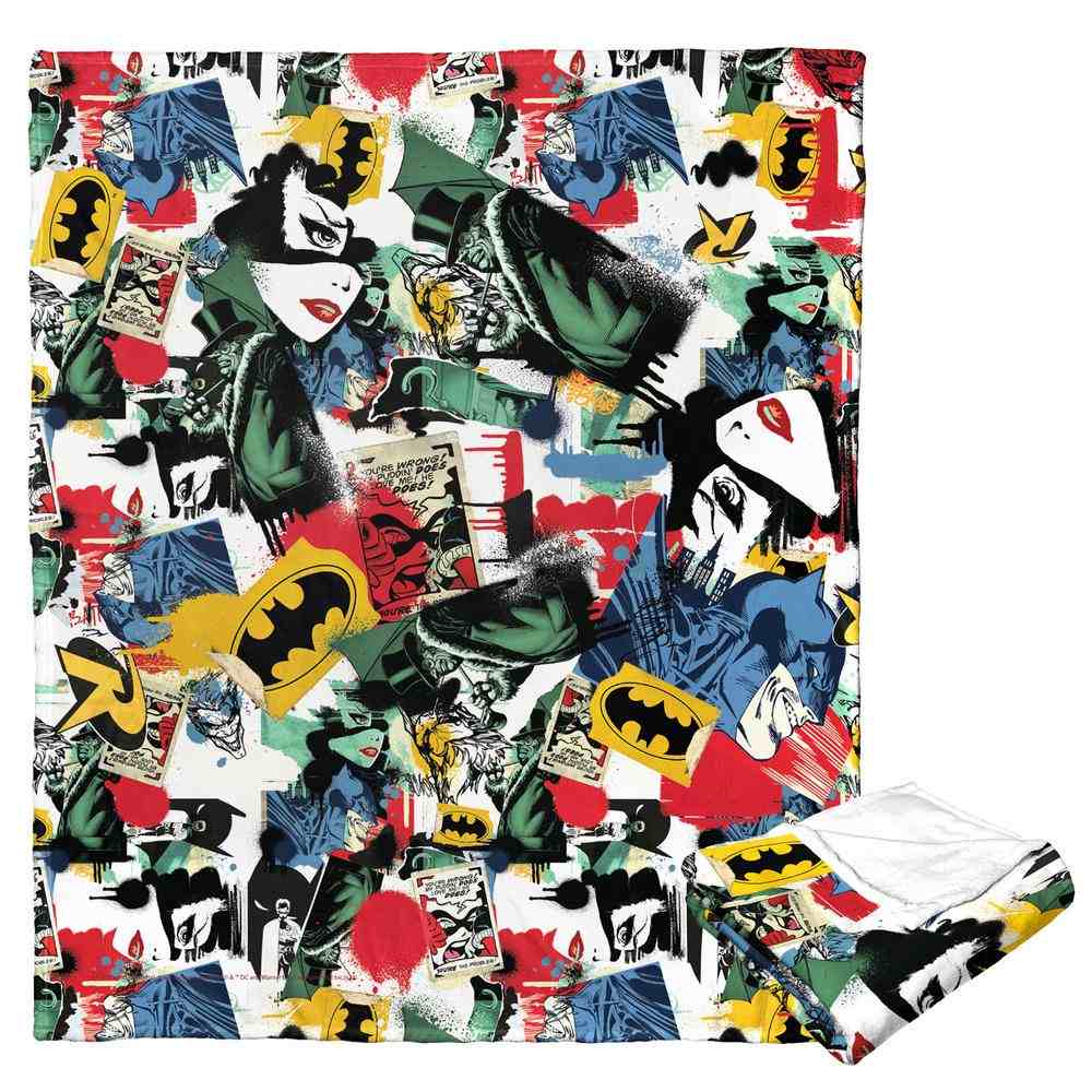 Warner Bros. Batman Sticker Collage Silk Touch Throw Blanket 50x60 Inches