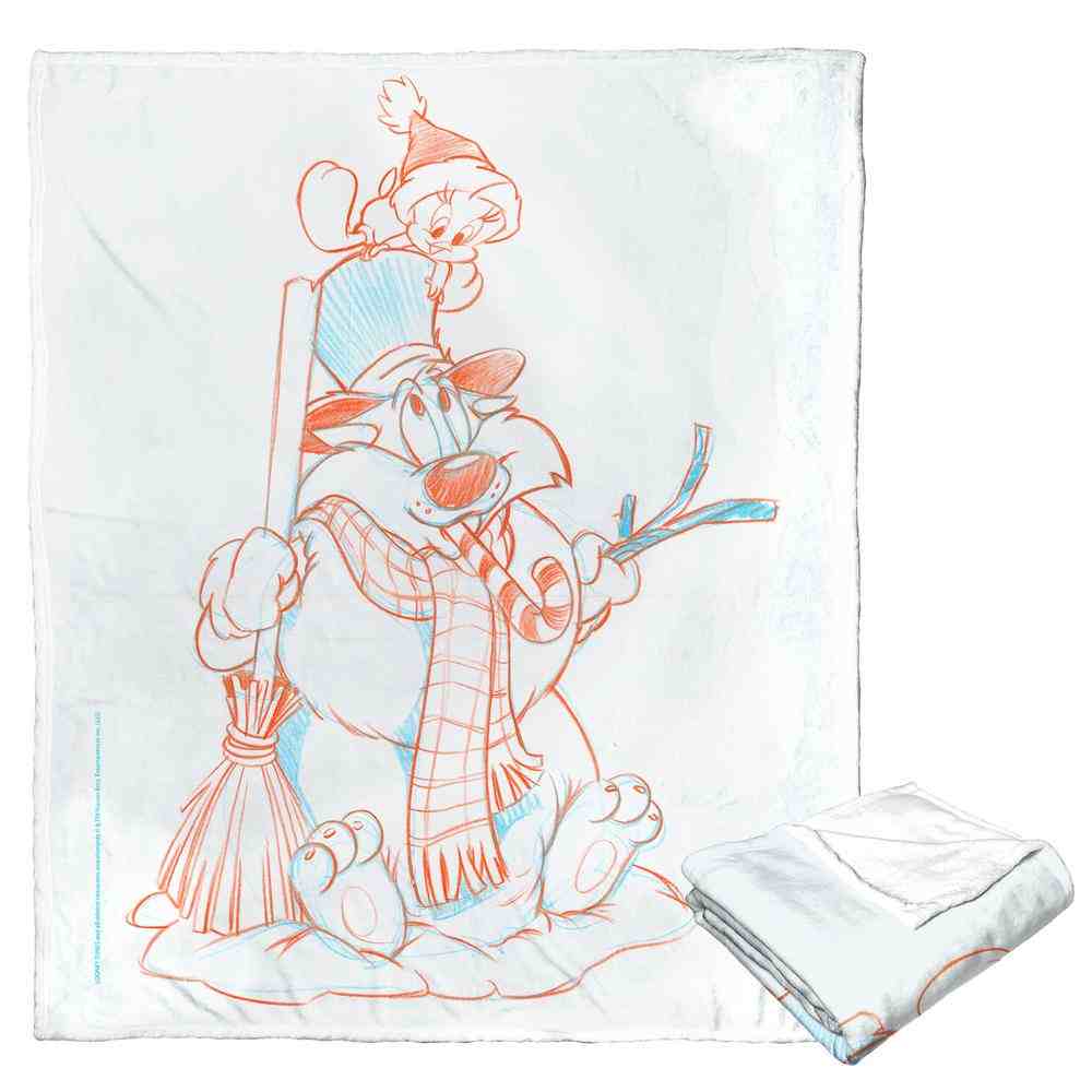 Warner Bros. Looney Tunes Sylvester Snowman Silk Touch Throw Blanket 50x60 Inches