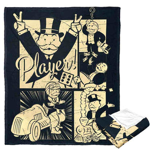 Hasbro Monopoly Player Silk Touch Throw Blanket 50x60 Inches