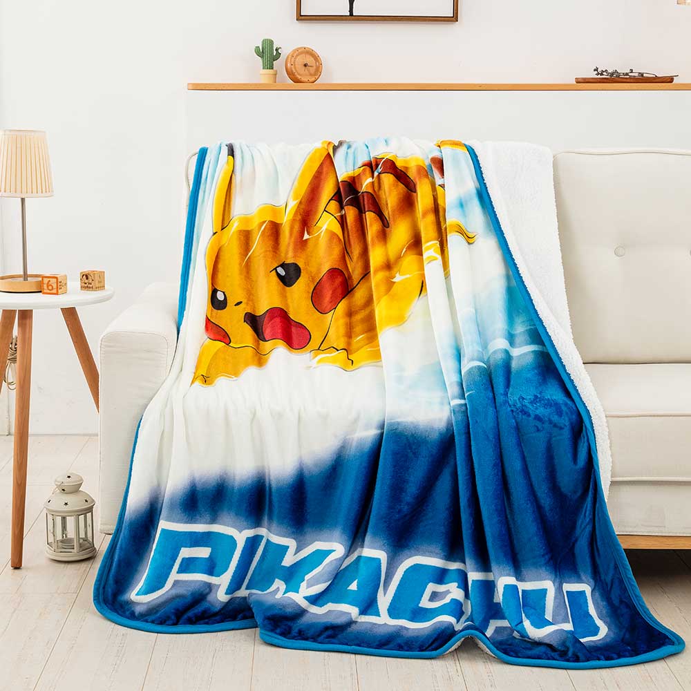 Pokemon Pikachu Bolt Silk Touch Sherpa Throw Blanket Twin